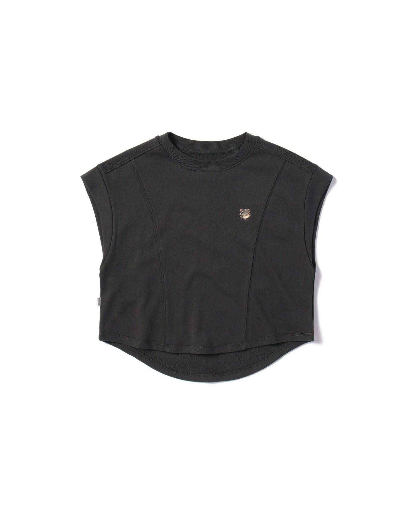 EMB LOGO SLEEVELESS PRINCESS LINE ROUND-HEM EASY FIT CROPPED TOP