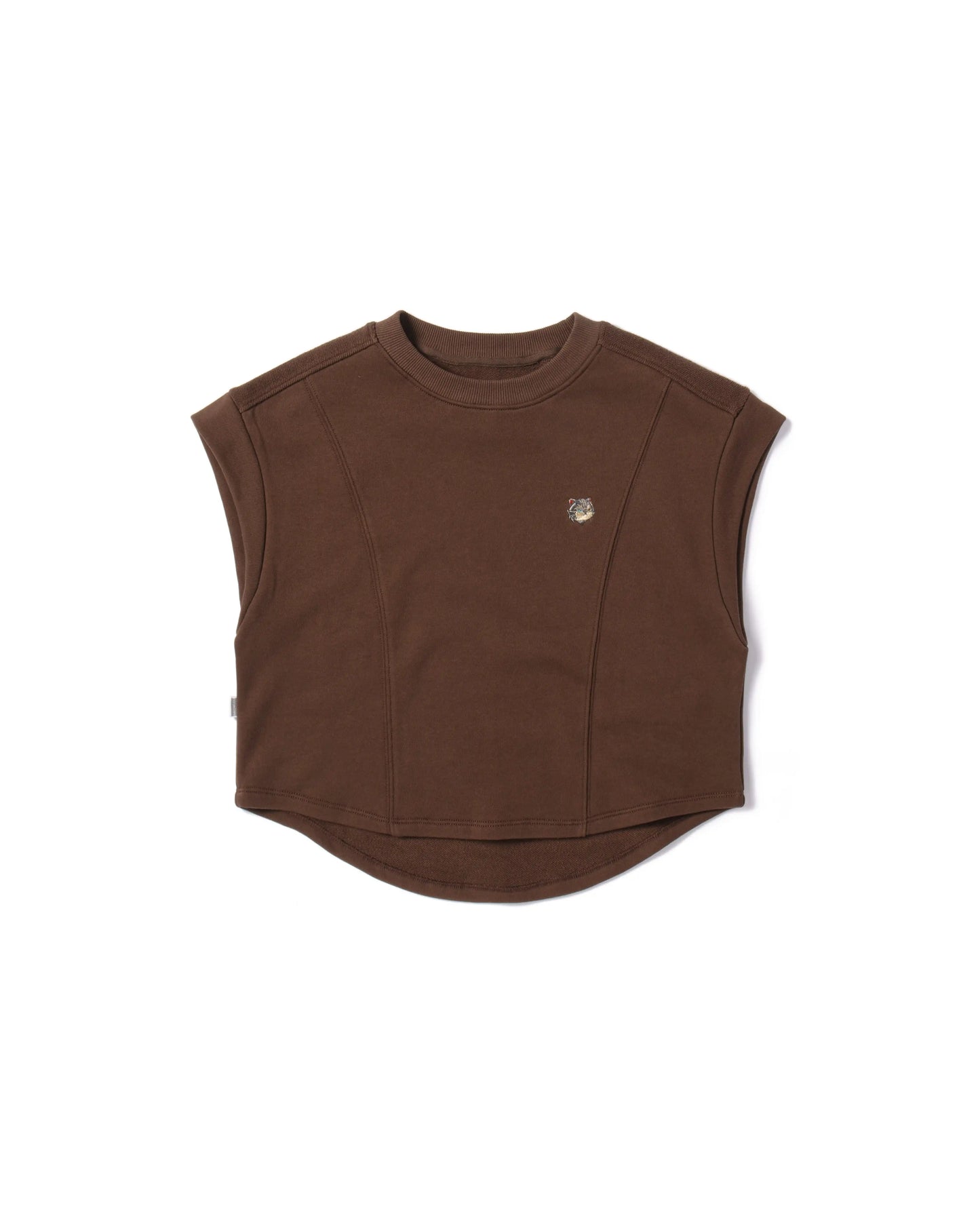 EMB LOGO SLEEVELESS PRINCESS LINE ROUND-HEM EASY FIT CROPPED TOP