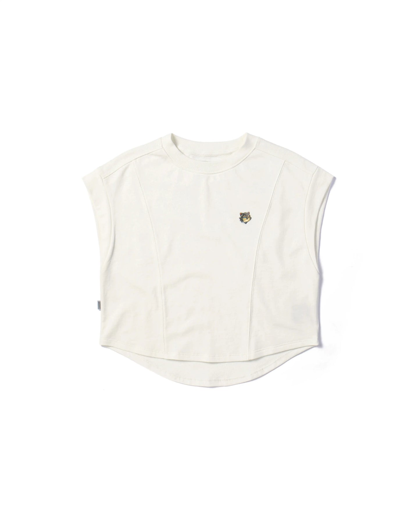 EMB LOGO SLEEVELESS PRINCESS LINE ROUND-HEM EASY FIT CROPPED TOP