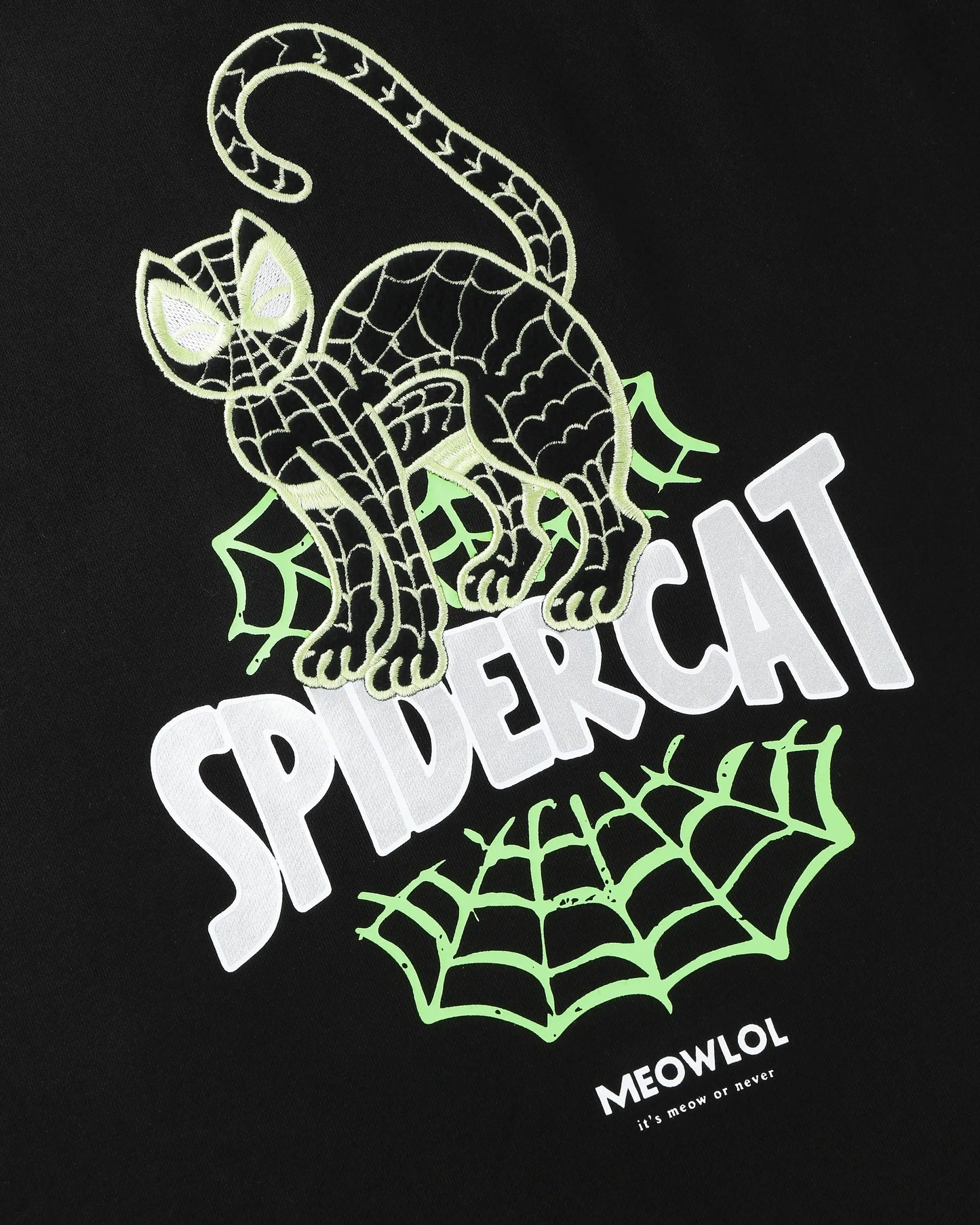 GLOW SPIDER CAT MEOWLOL CREW ROUND HEM OVERSIZED T-SHIRT