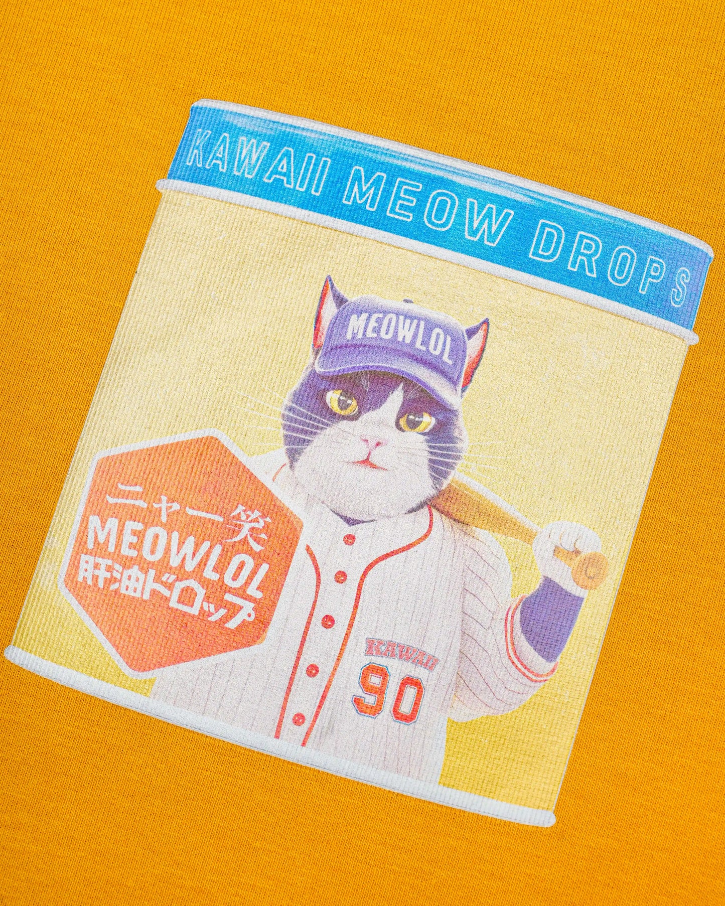 KAWAIII MEOW DROPS ROUND HEM OVERSIZED T-SHIRT