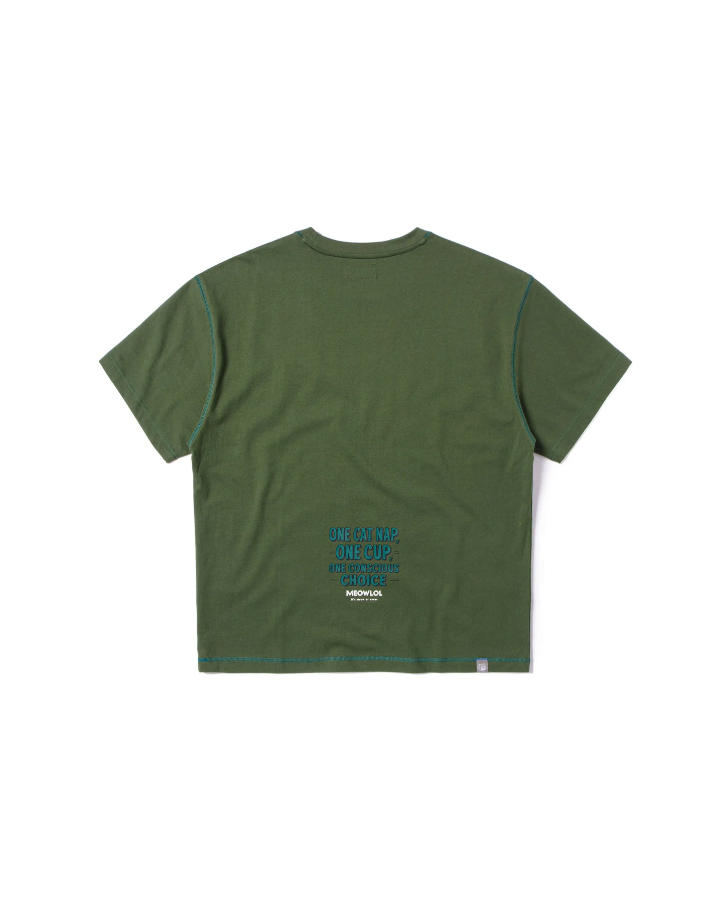 MEOWBUCKS PLEATED SLEEVES EASY FIT T-SHIRT