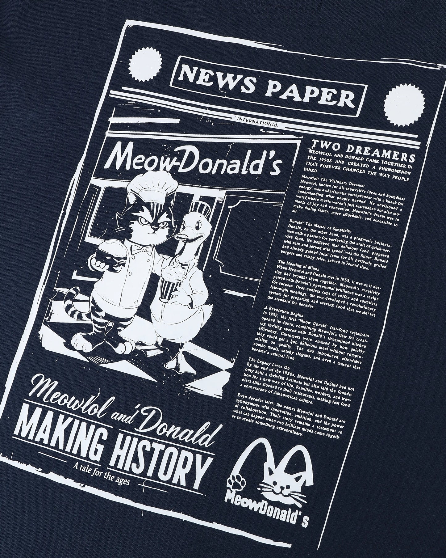 MEOWDONALD NEWS ROUND HEM OVERSIZED T-SHIRT