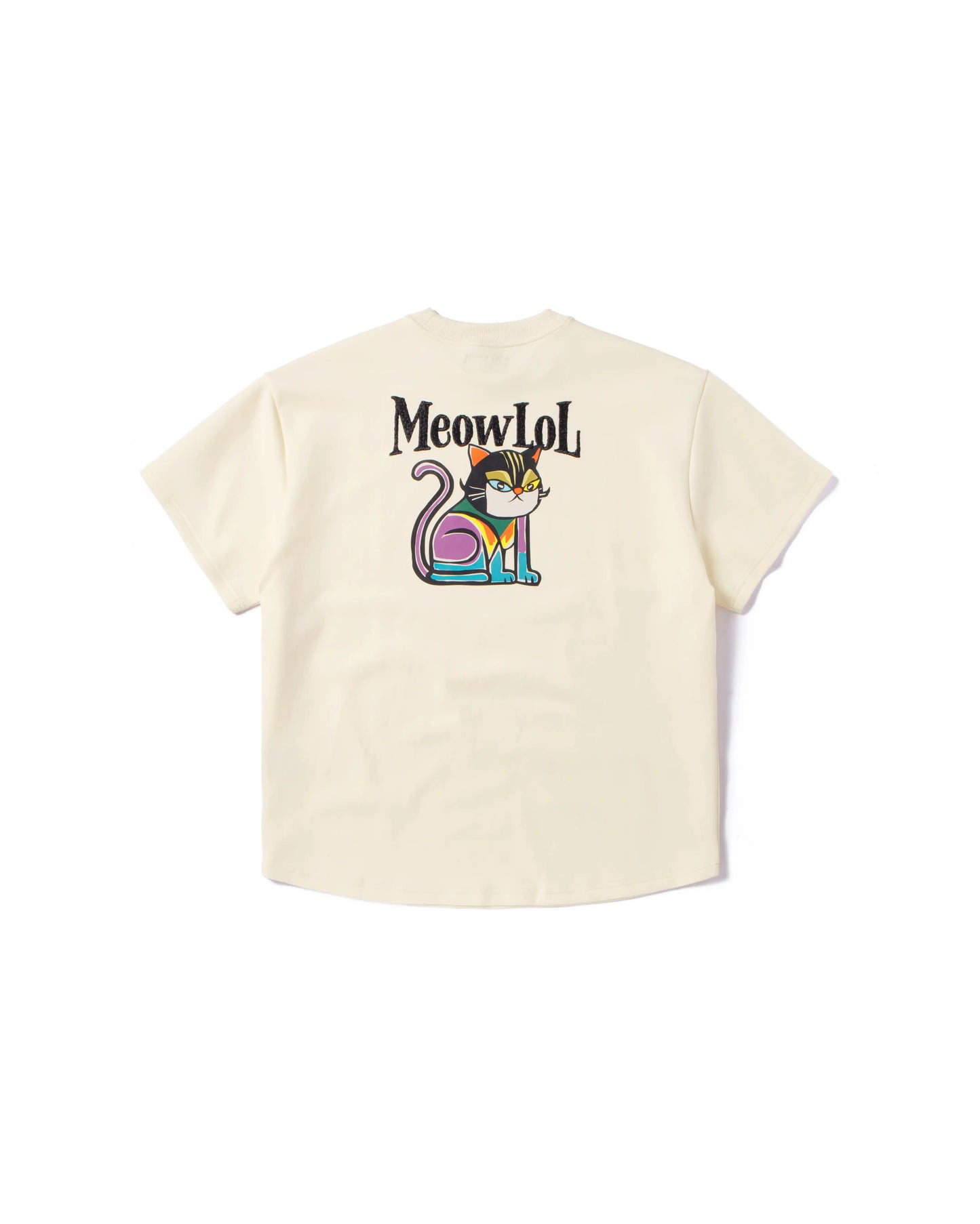 MEOWLOL CAT OIL PAINT GRAPHIC ROUND HEM OVERSIZED T-SHIRT