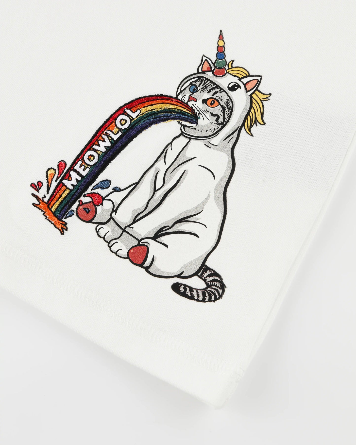 MEOWNICORN SHOULDER PLEATED EASY FIT T-SHIRT