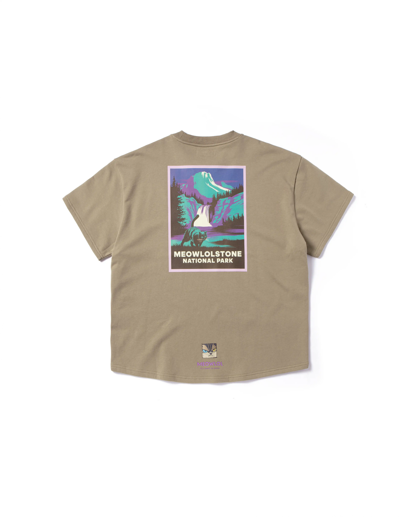 MEOW FACE ROUND HEM OVERSIZED T-SHIRT