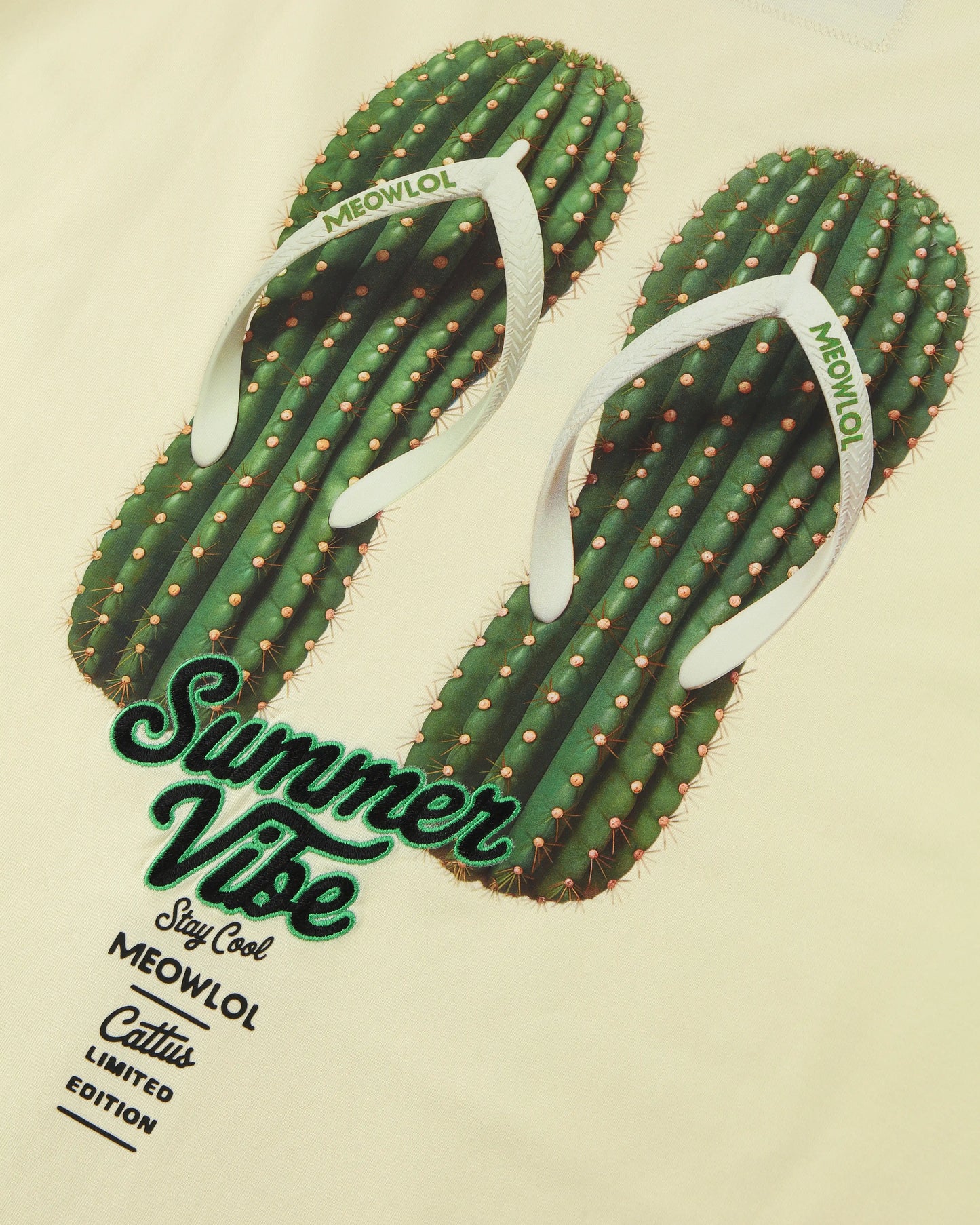 SUMMER VIBE MEOWLOL CATTUS SANDALS PLEATED SLEEVES EASY FIT T-SHIRT