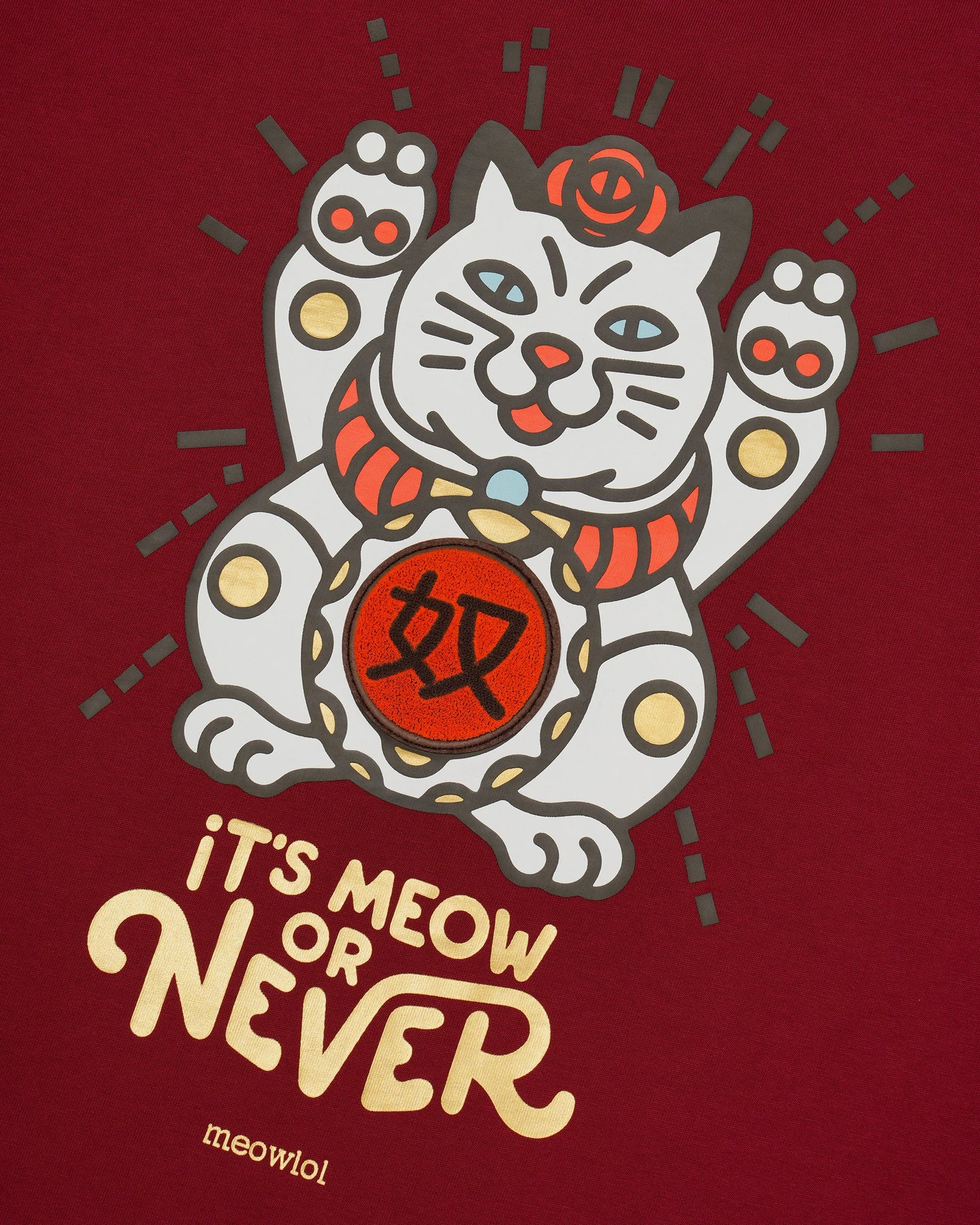 MANEKI-NEKO (2nd EDITION) PLEATED SLEEVES EASY FIT T-SHIRT