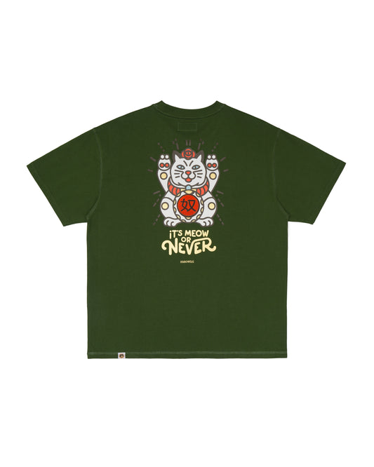 MANEKI-NEKO (2nd EDITION) PLEATED SLEEVES EASY FIT T-SHIRT