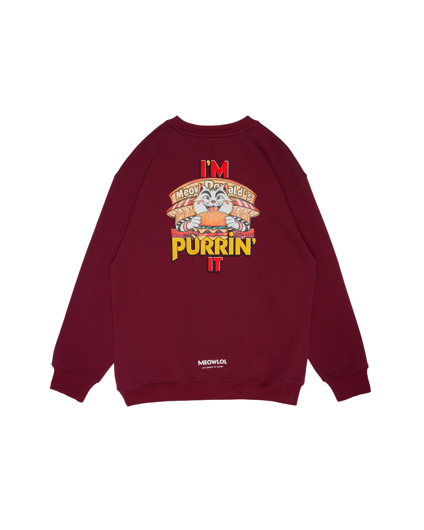 PURRING IT MEOWDONALD PLEATED SLEEVES EASY FIT SWEATSHIRT