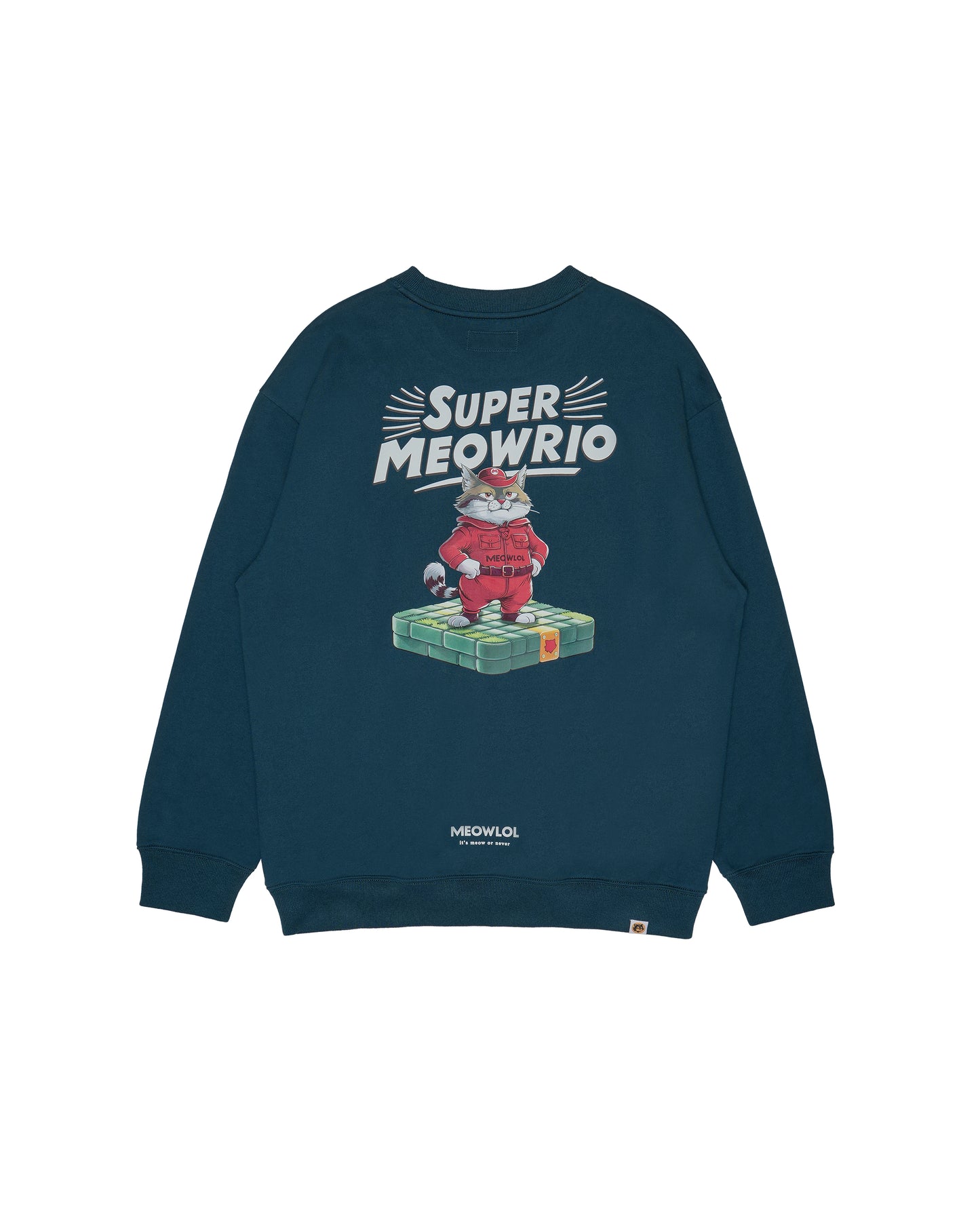 SUPER MEOWRIO PLEATED SLEEVES EASY FIT SWEATSHIRT