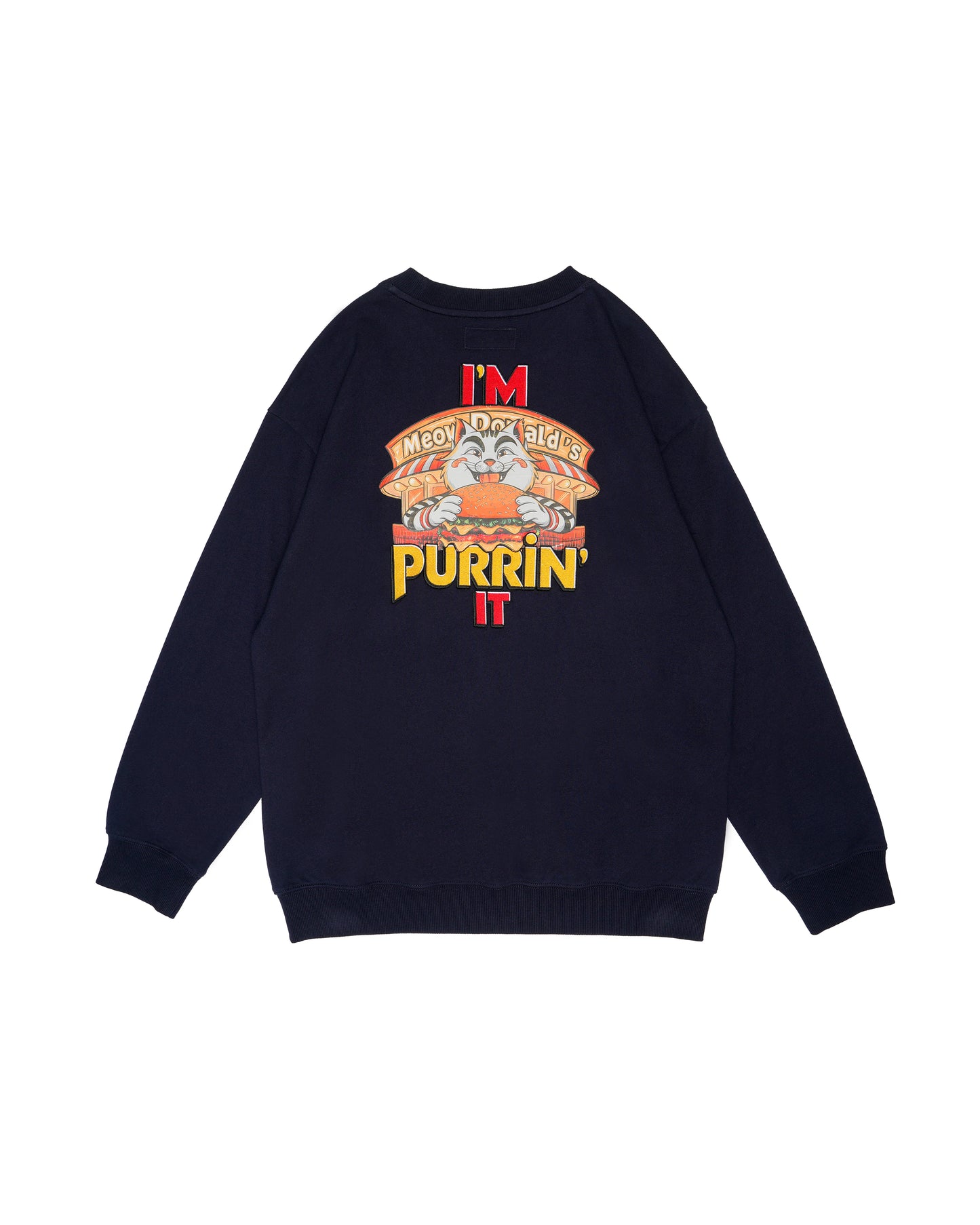 PURRING IT MEOWDONALD PLEATED SLEEVES EASY FIT SWEATSHIRT