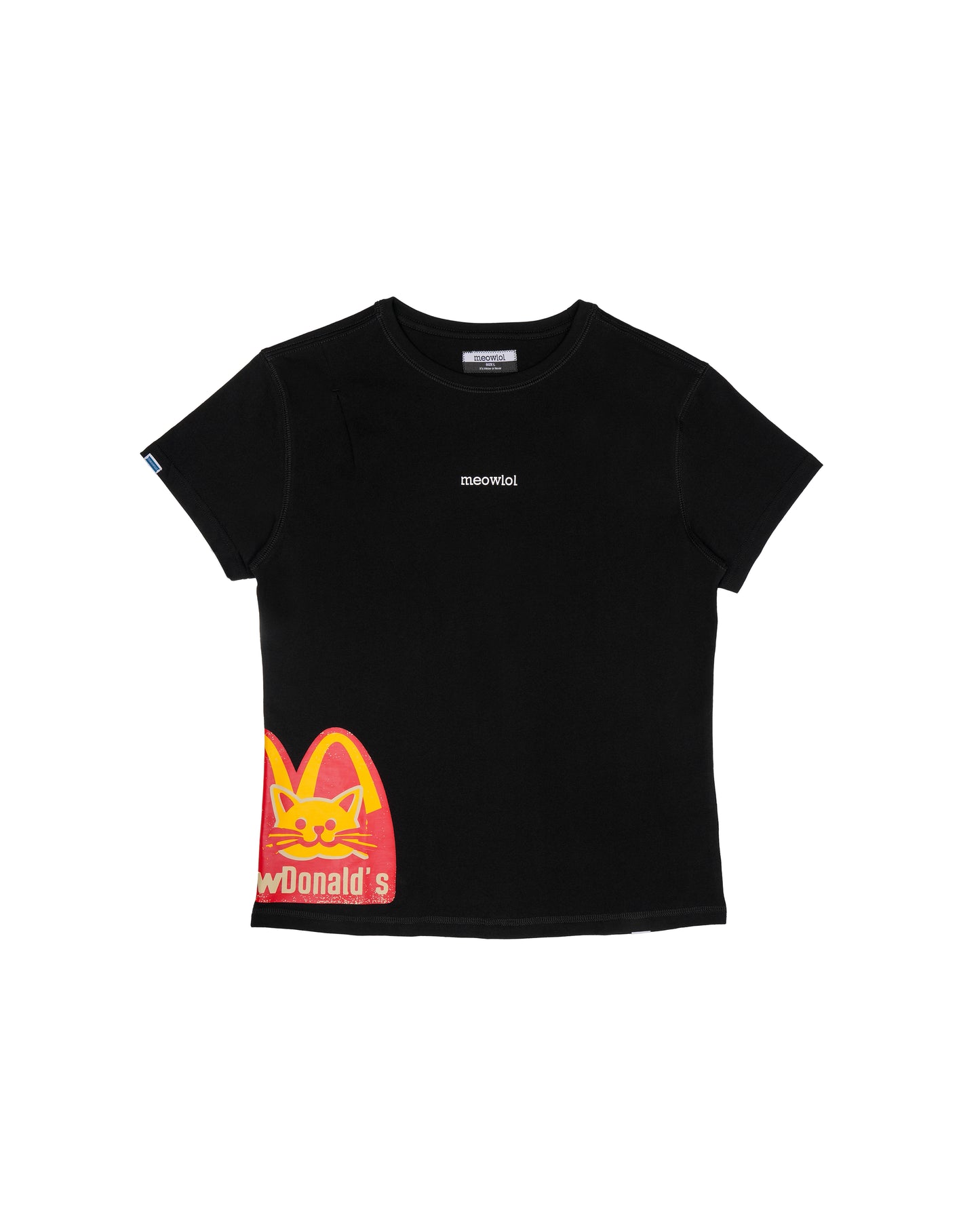 MEOWDONALD (2nd EDITION) LOGO SHOULDER PLEATED EASY FIT T-SHIRT