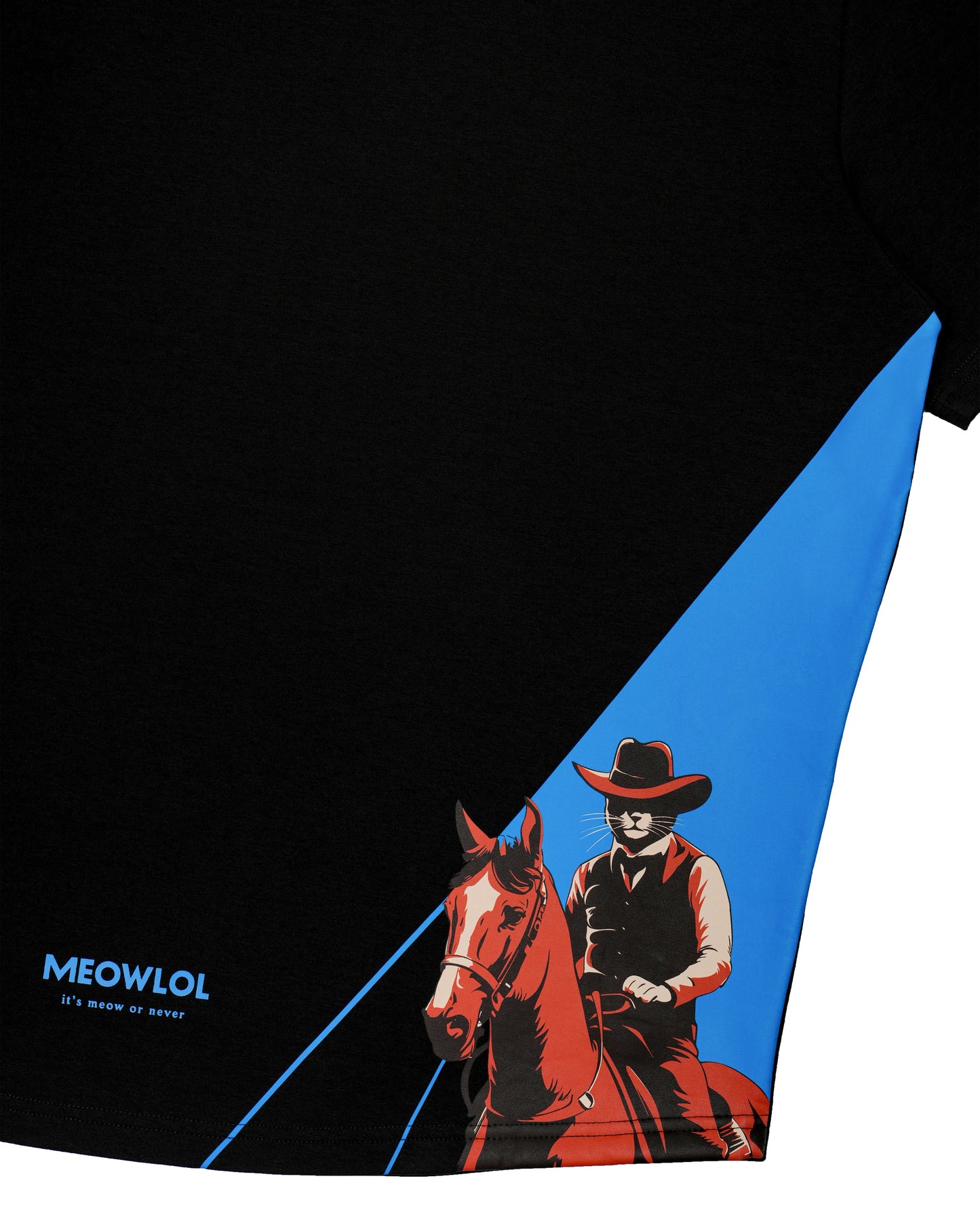MEOWBOLO BLUE ROUND HEM OVERSIZED T-SHIRT