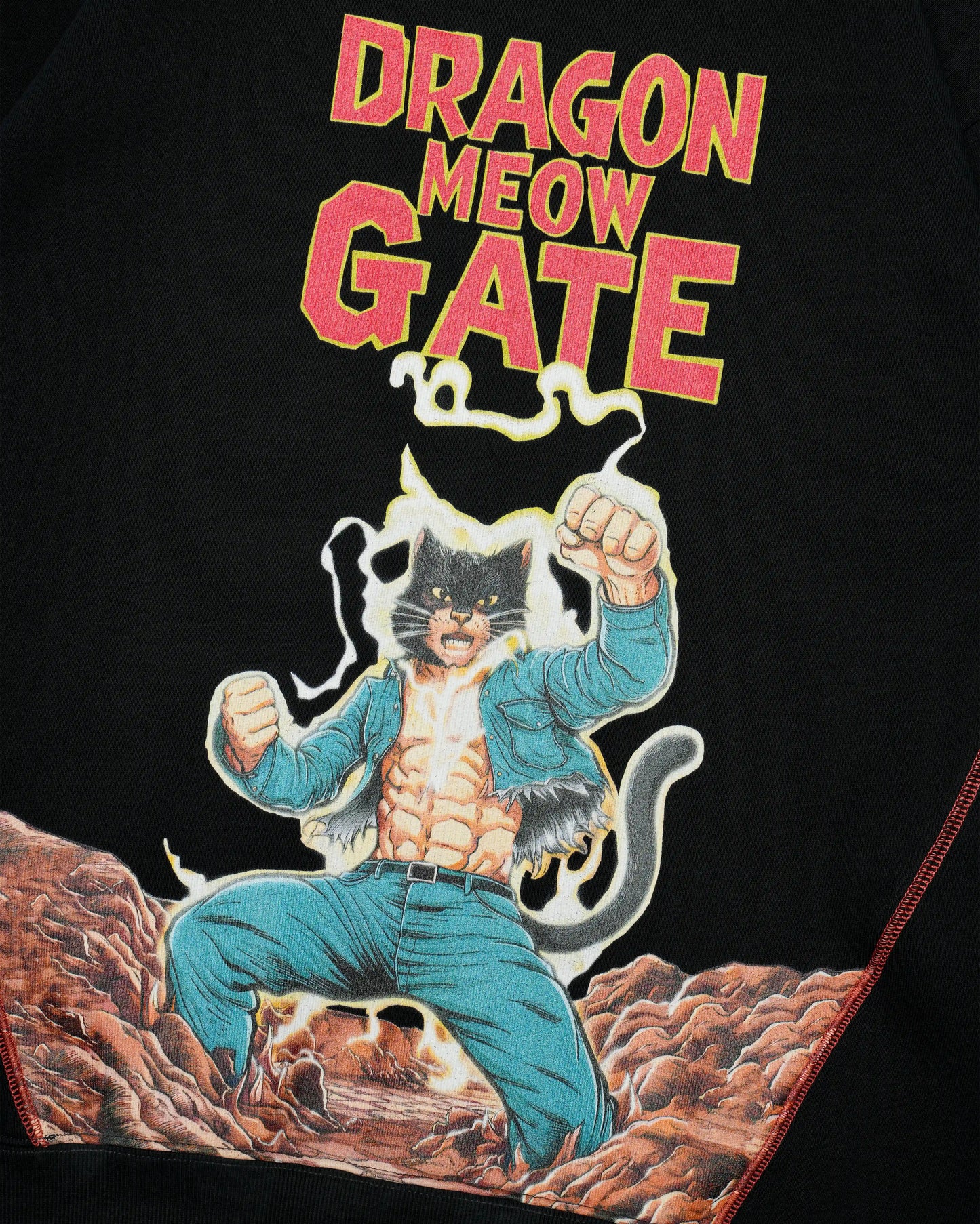 DRAGON MEOW GATE PLEATED SLEEVES EASY FIT SWEATSHIRT