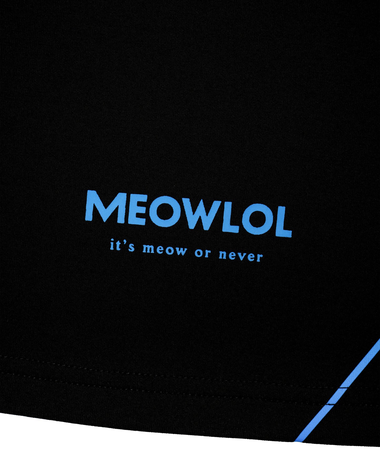 MEOWBOLO BLUE ROUND HEM OVERSIZED T-SHIRT