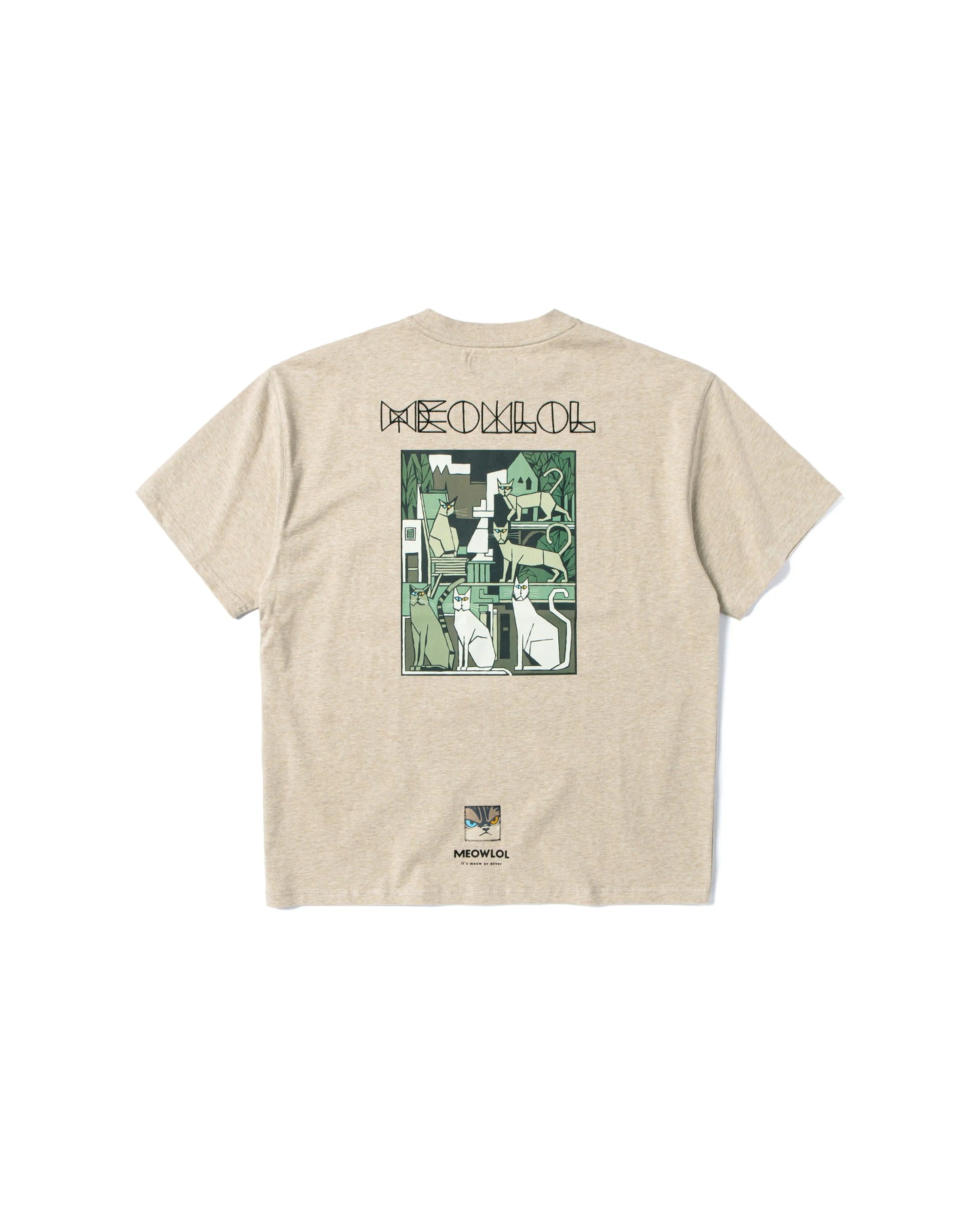 CAMO CATS GRAPHIC PLEATED SLEEVES EASY FIT T-SHIRT