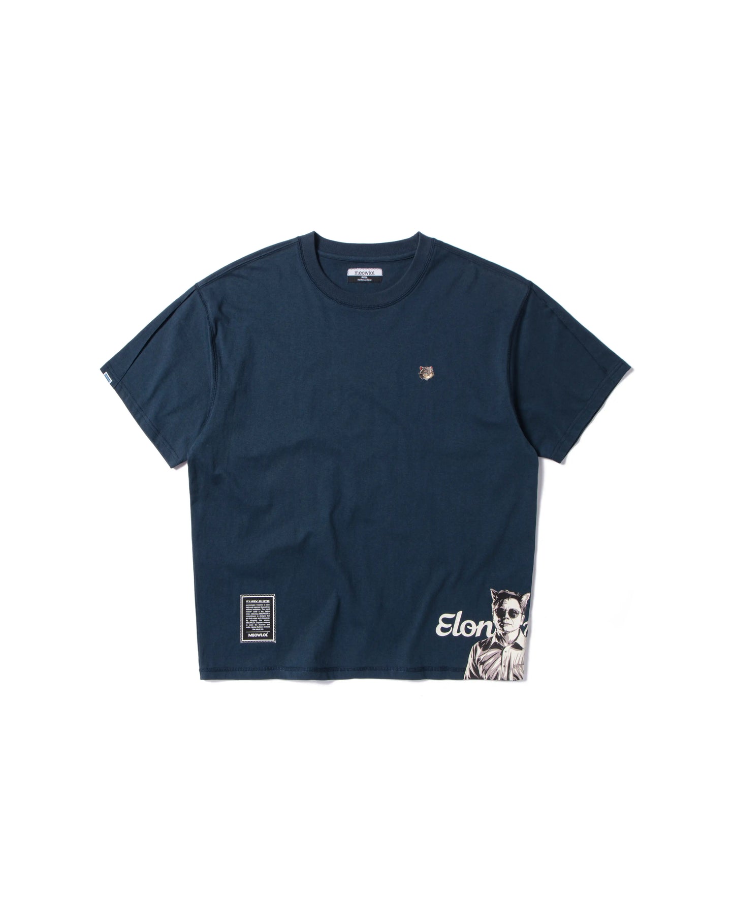 ELON MEOW PLEATED SLEEVES EASY FIT T-SHIRT