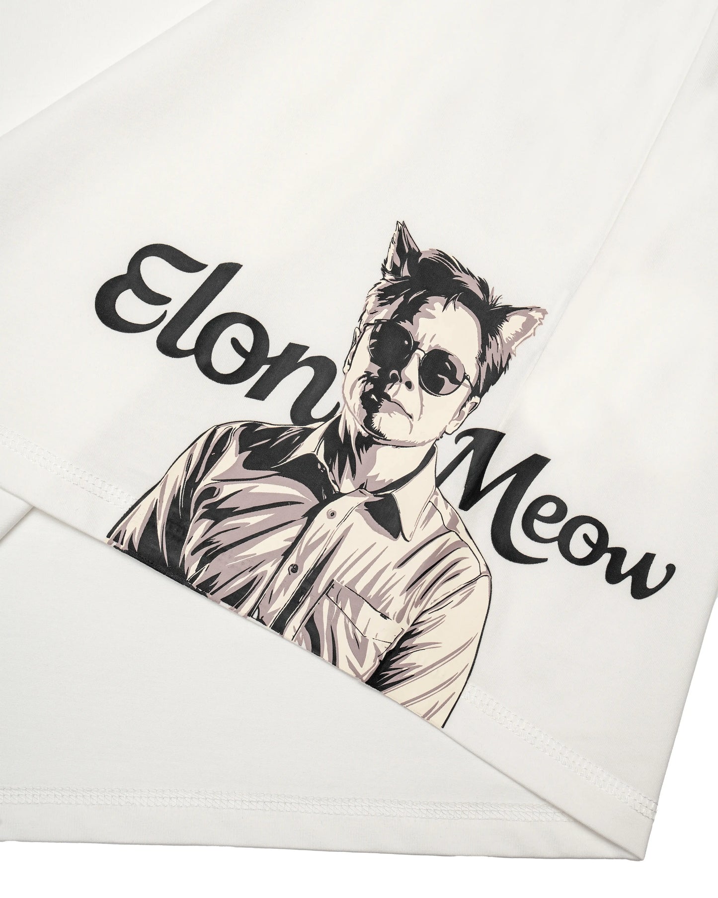 ELON MEOW PLEATED SLEEVES EASY FIT T-SHIRT