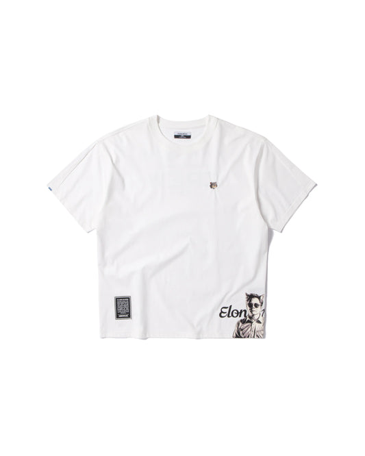 ELON MEOW PLEATED SLEEVES EASY FIT T-SHIRT
