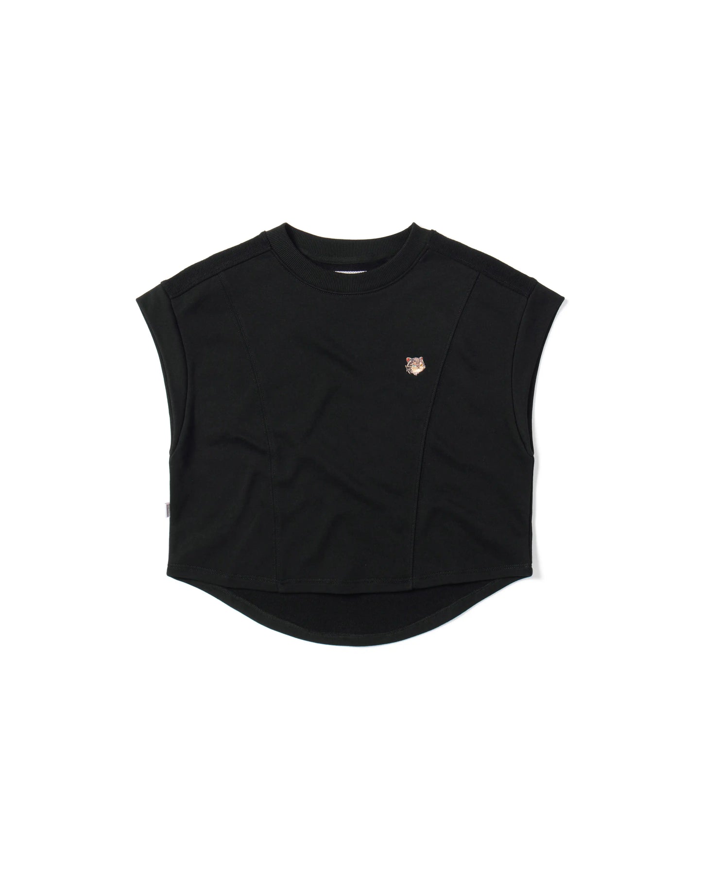 EMB LOGO SLEEVELESS PRINCESS LINE ROUND-HEM EASY FIT CROPPED TOP