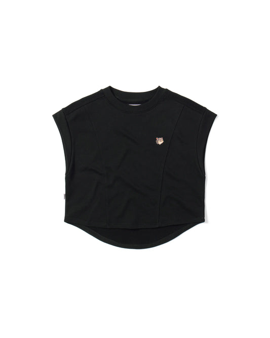 EMB LOGO SLEEVELESS PRINCESS LINE ROUND-HEM EASY FIT CROPPED TOP