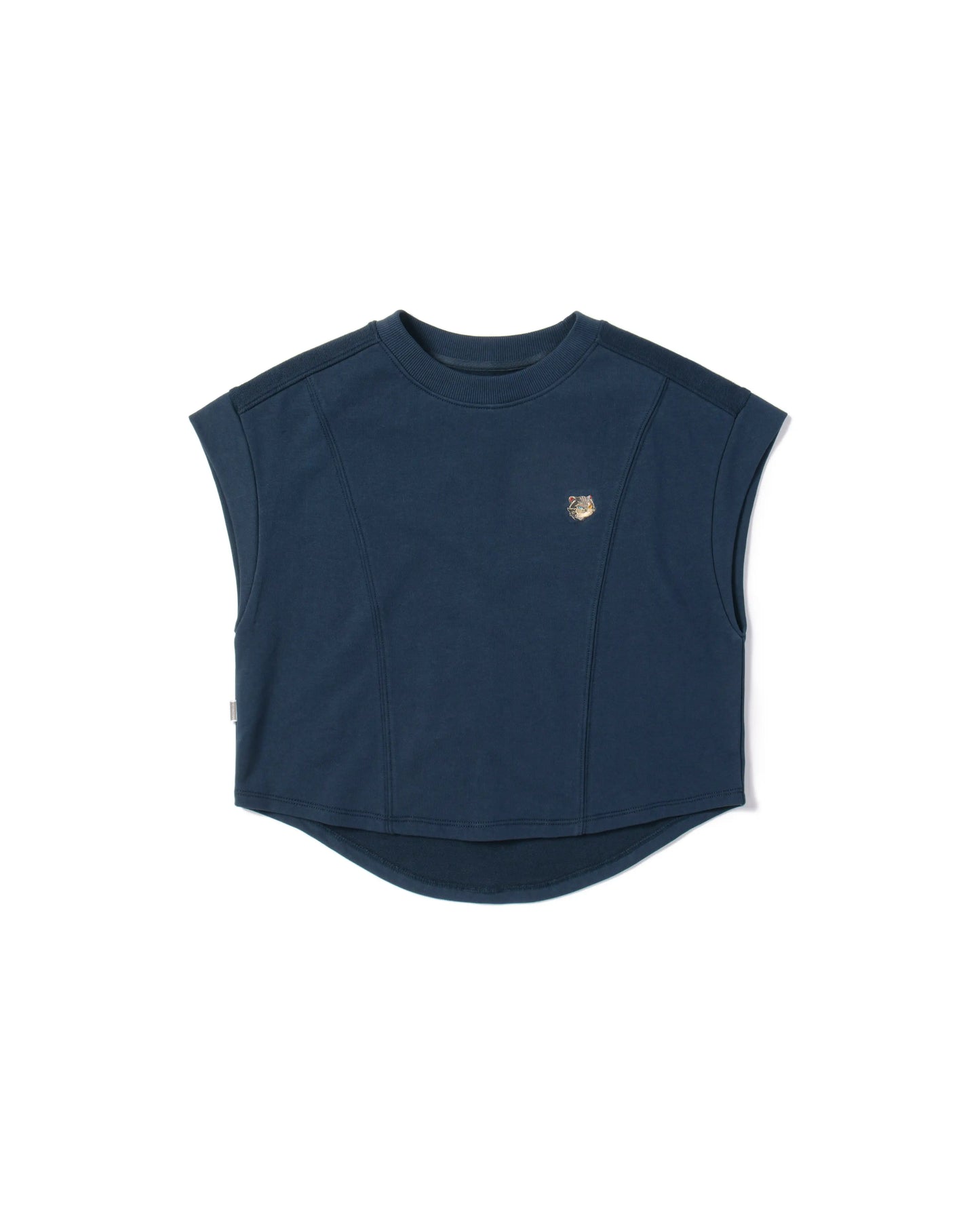 EMB LOGO SLEEVELESS PRINCESS LINE ROUND-HEM EASY FIT CROPPED TOP