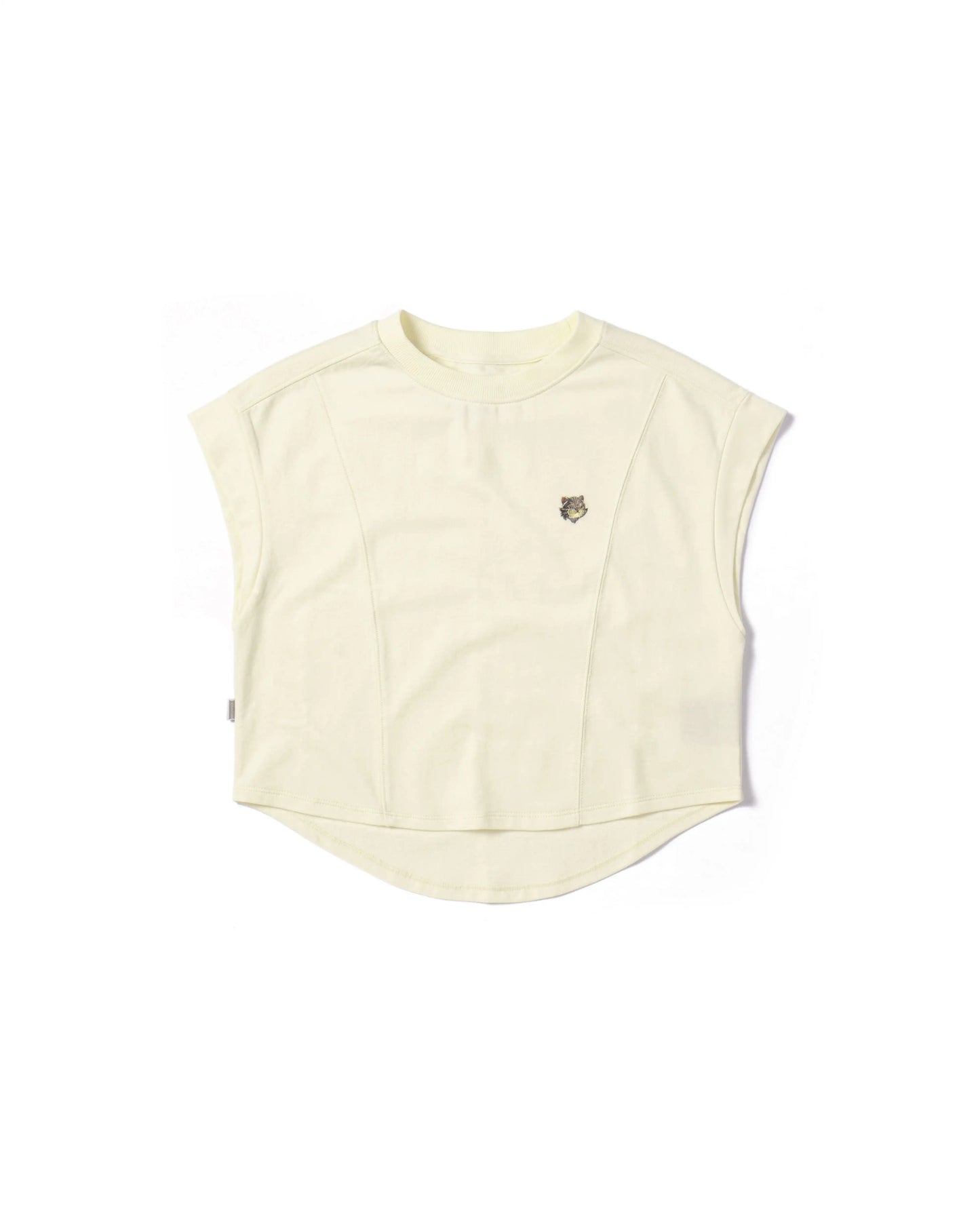 EMB LOGO SLEEVELESS PRINCESS LINE ROUND-HEM EASY FIT CROPPED TOP