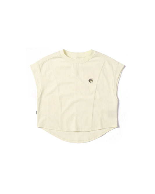 EMB LOGO SLEEVELESS PRINCESS LINE ROUND-HEM EASY FIT CROPPED TOP