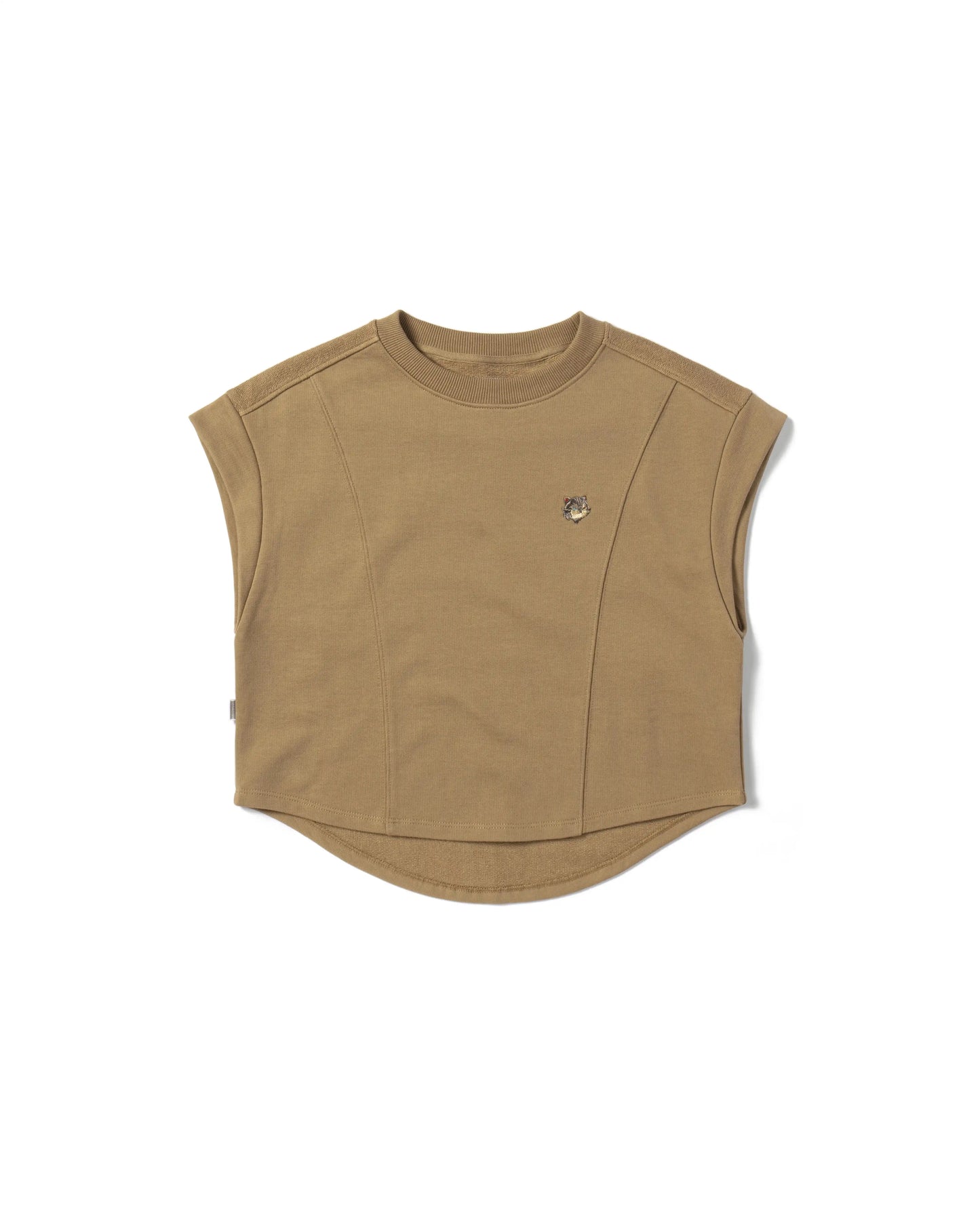 EMB LOGO SLEEVELESS PRINCESS LINE ROUND-HEM EASY FIT CROPPED TOP