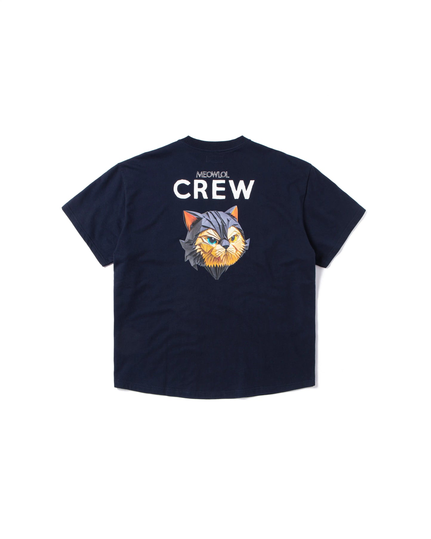 FLODING PAPER CAT LOGO MEOWLOL CREW  FRONT POCKET OVERSIZED T-SHIRT
