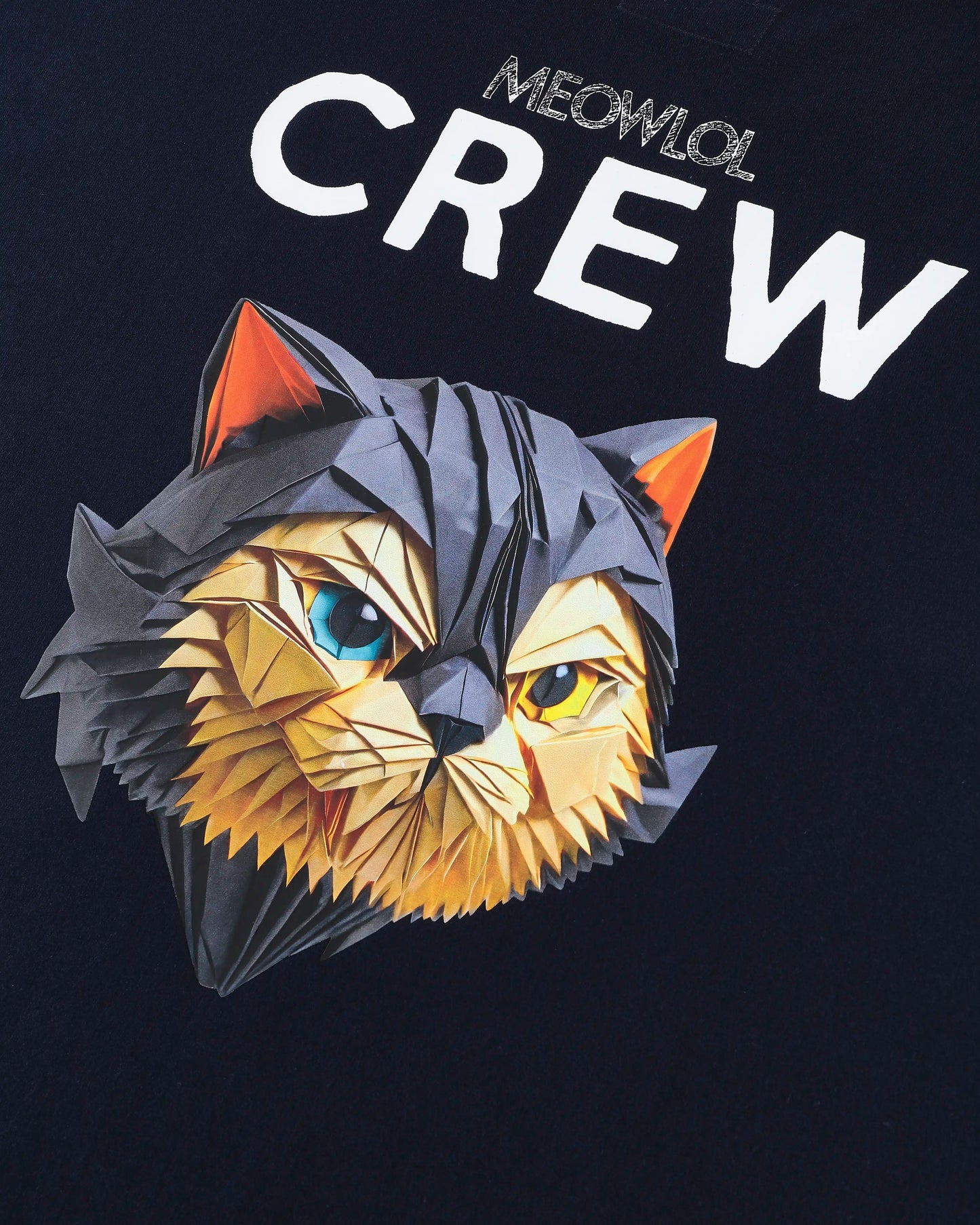 FLODING PAPER CAT LOGO MEOWLOL CREW  FRONT POCKET OVERSIZED T-SHIRT