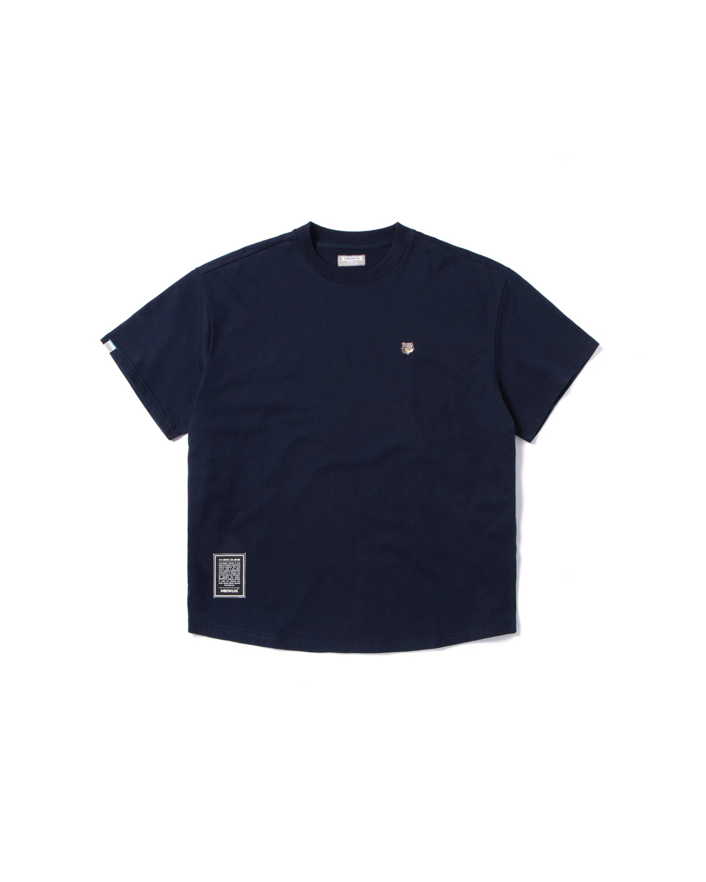 FLODING PAPER CAT LOGO MEOWLOL CREW  FRONT POCKET OVERSIZED T-SHIRT
