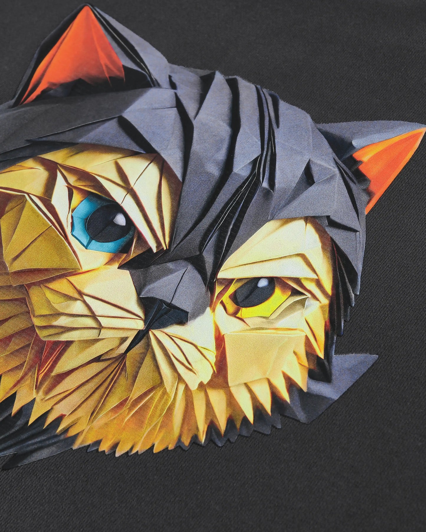 FLODING PAPER CAT LOGO MEOWLOL CREW  FRONT POCKET OVERSIZED T-SHIRT