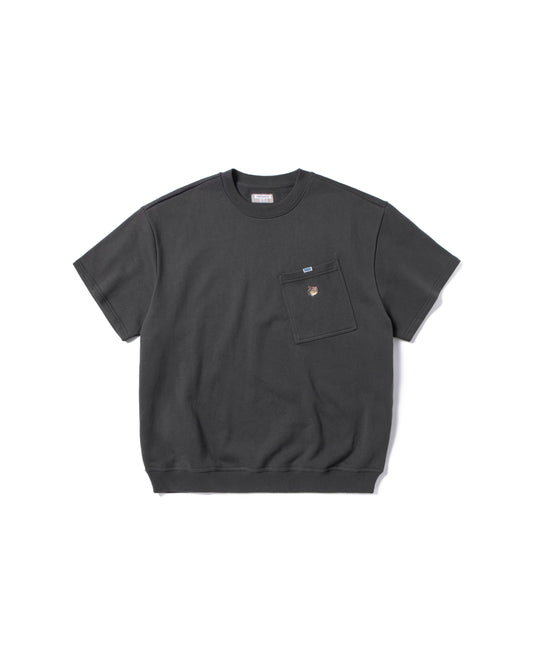 FLODING PAPER CAT LOGO MEOWLOL CREW  FRONT POCKET OVERSIZED T-SHIRT