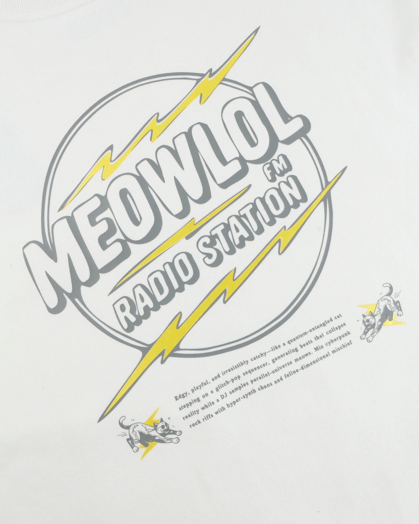 FM RADIO STATION GRAPHIC FRONT POCKET OVERSIZED T-SHIRT