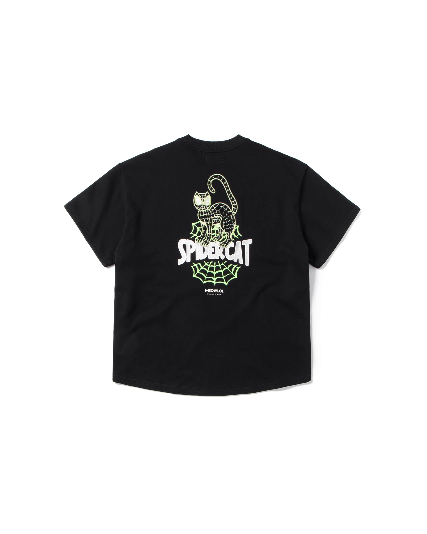 GLOW SPIDER CAT MEOWLOL CREW  ROUND HEM OVERSIZED T-SHIRT