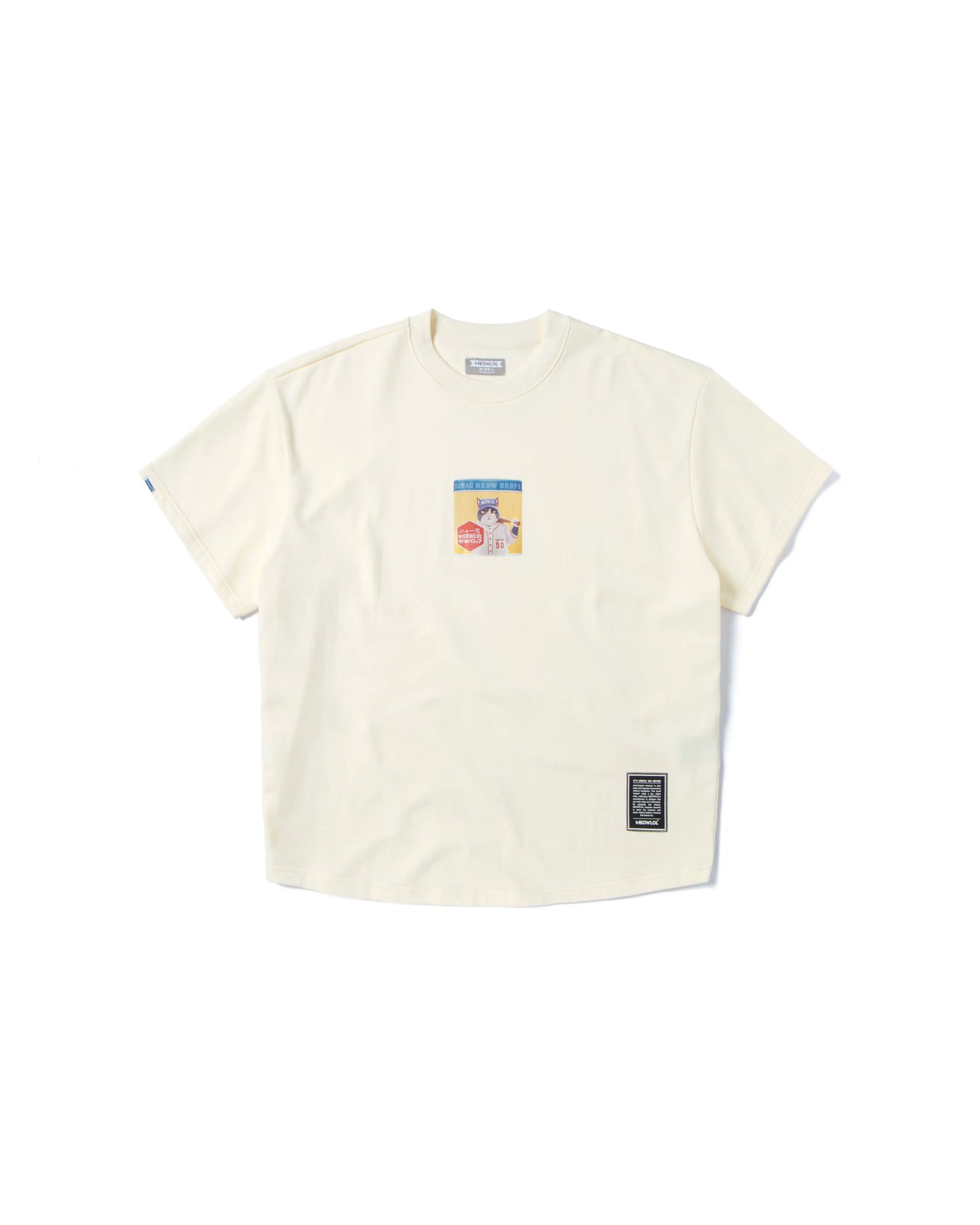 KAWAIII MEOW DROPS ROUND HEM OVERSIZED T-SHIRT