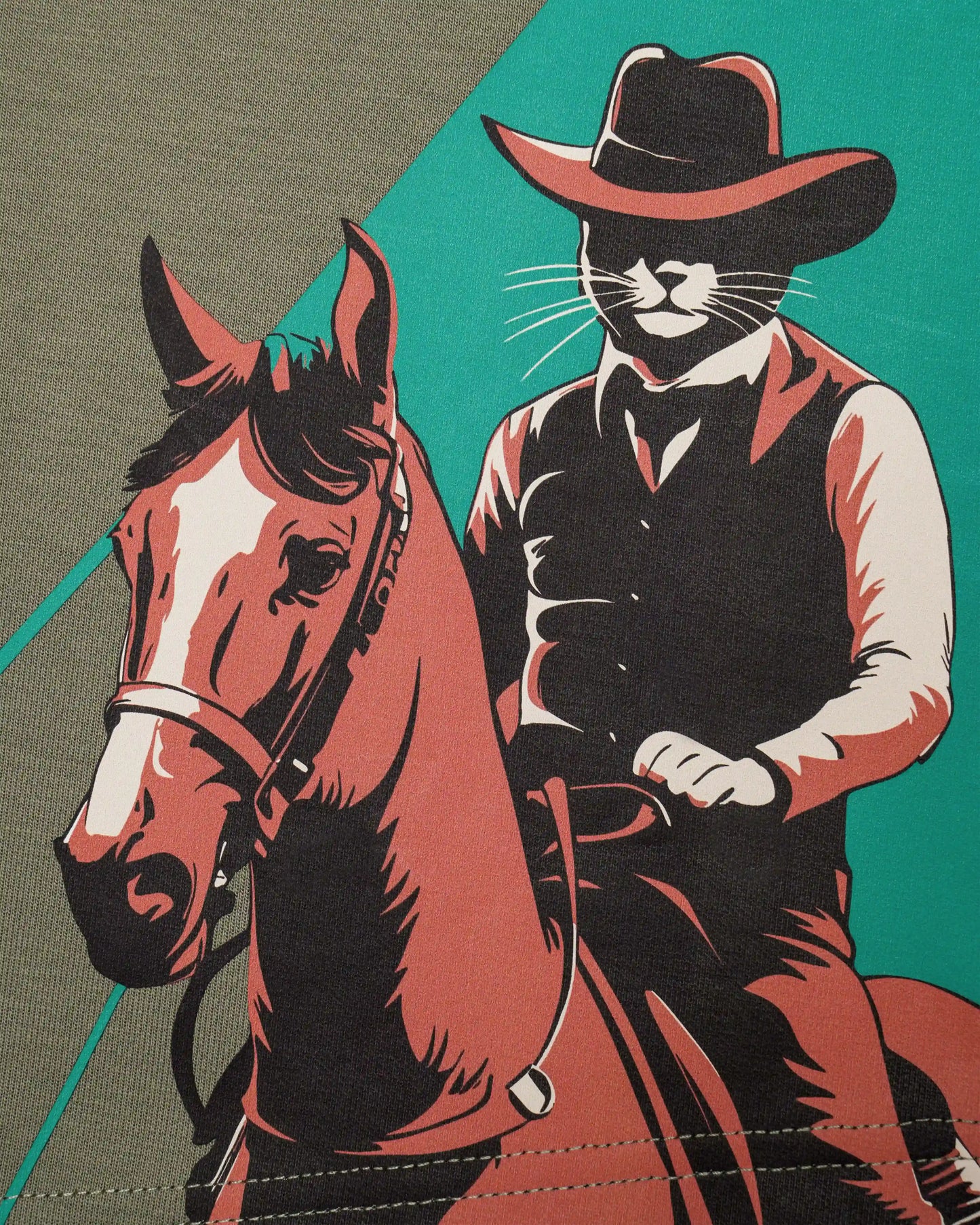 MEOWBOLO GREEN ROUND HEM OVERSIZED T-SHIRT