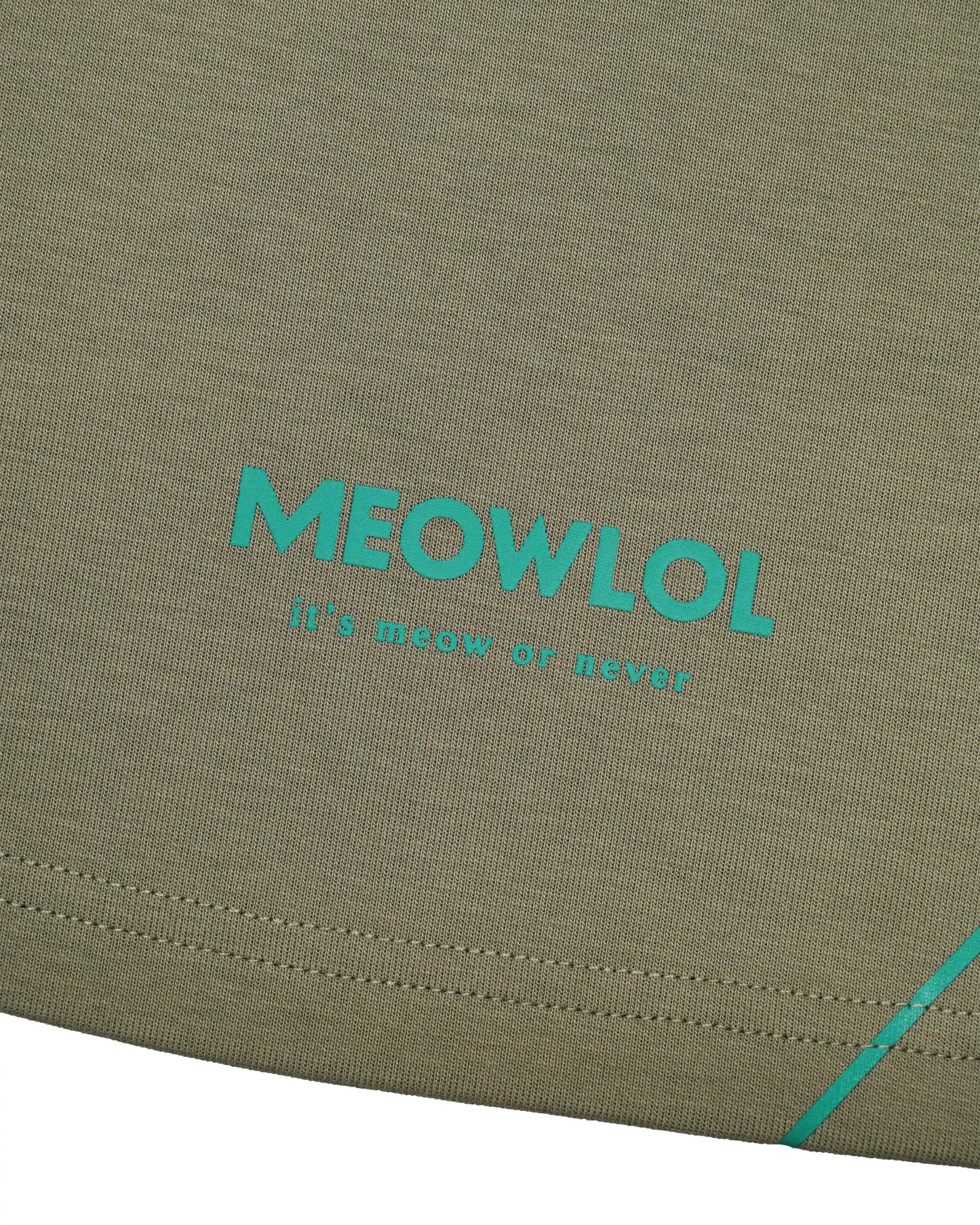 MEOWBOLO GREEN ROUND HEM OVERSIZED T-SHIRT