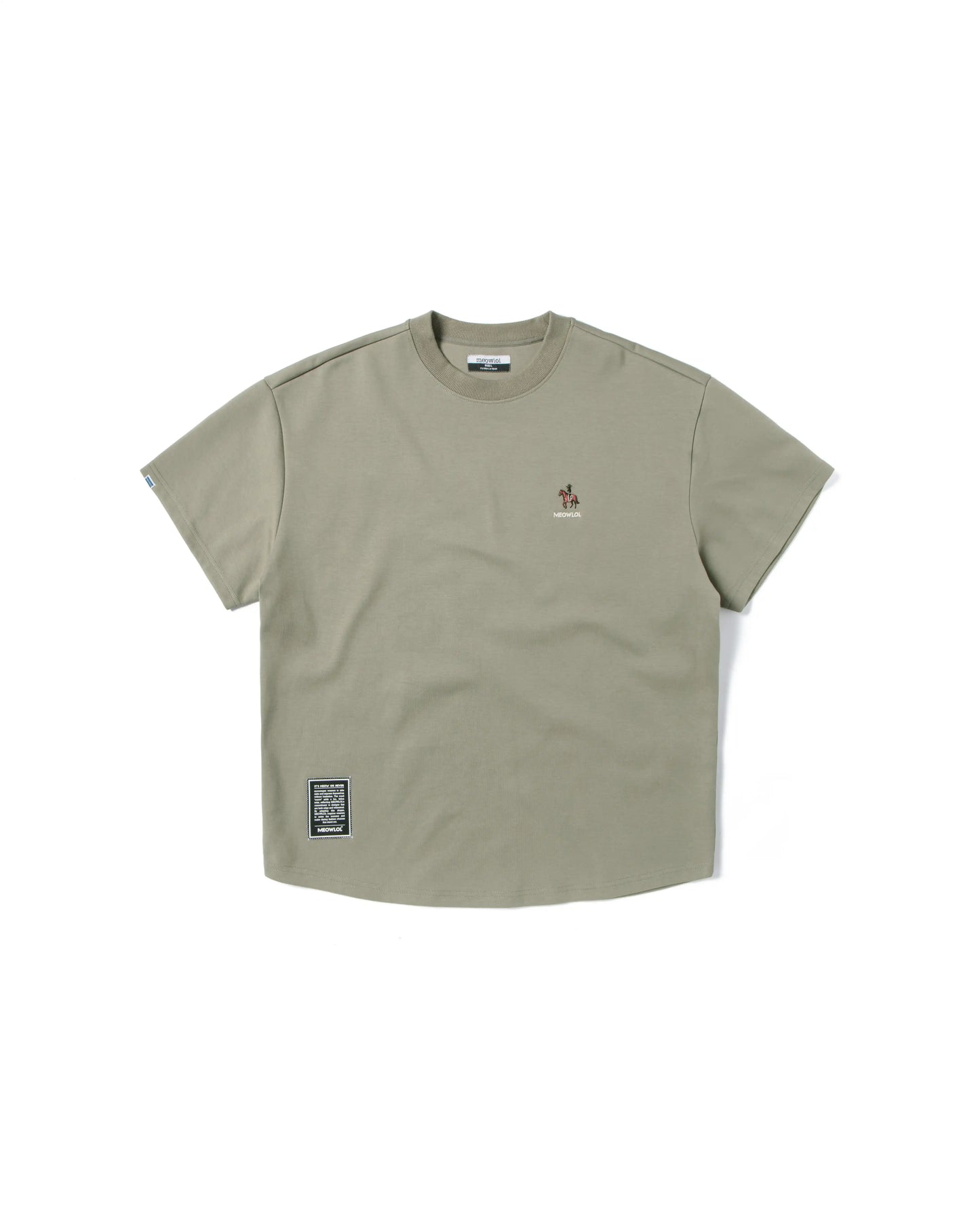 MEOWBOLO GREEN ROUND HEM OVERSIZED T-SHIRT