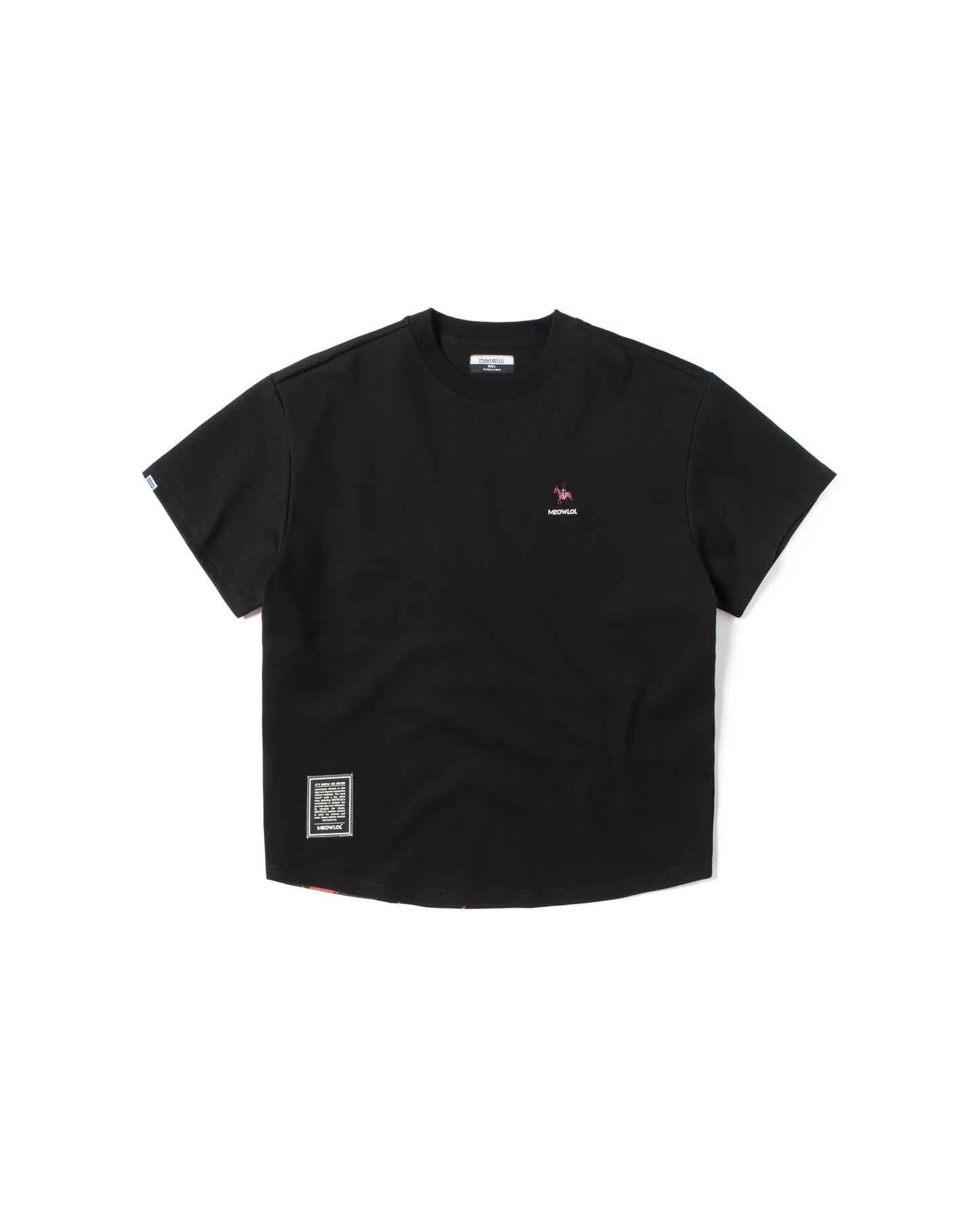 MEOWBOLO RED ROUND HEM OVERSIZED T-SHIRT