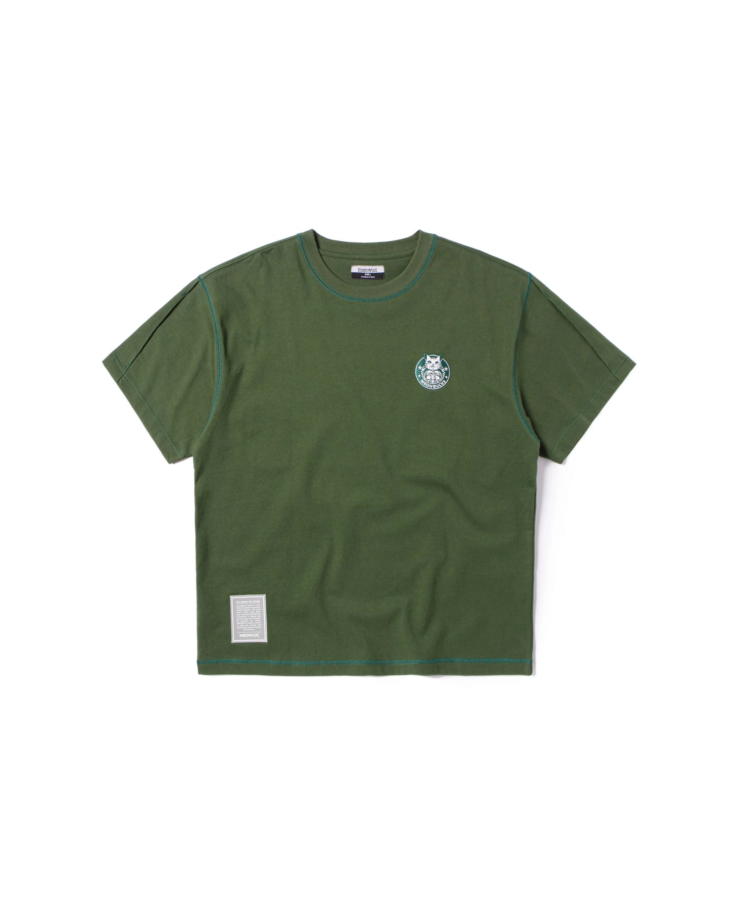 MEOWBUCKS PLEATED SLEEVES EASY FIT T-SHIRT
