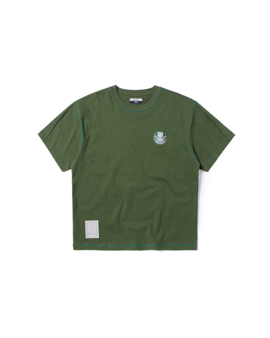 MEOWBUCKS PLEATED SLEEVES EASY FIT T-SHIRT