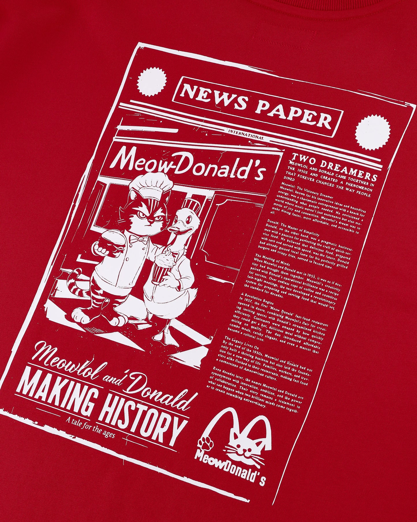 MEOWDONALD NEWS ROUND HEM OVERSIZED T-SHIRT