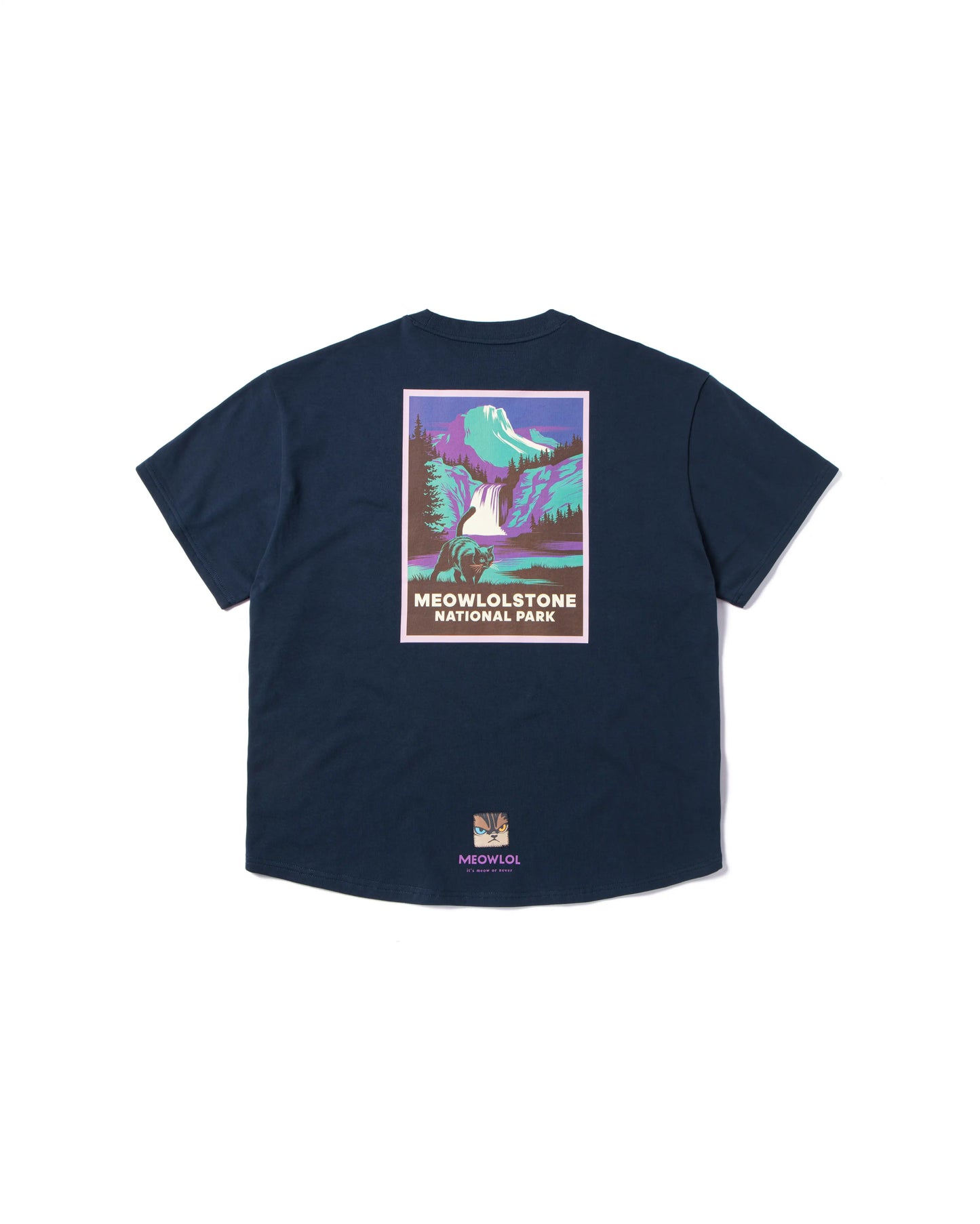 MEOW FACE ROUND HEM OVERSIZED T-SHIRT