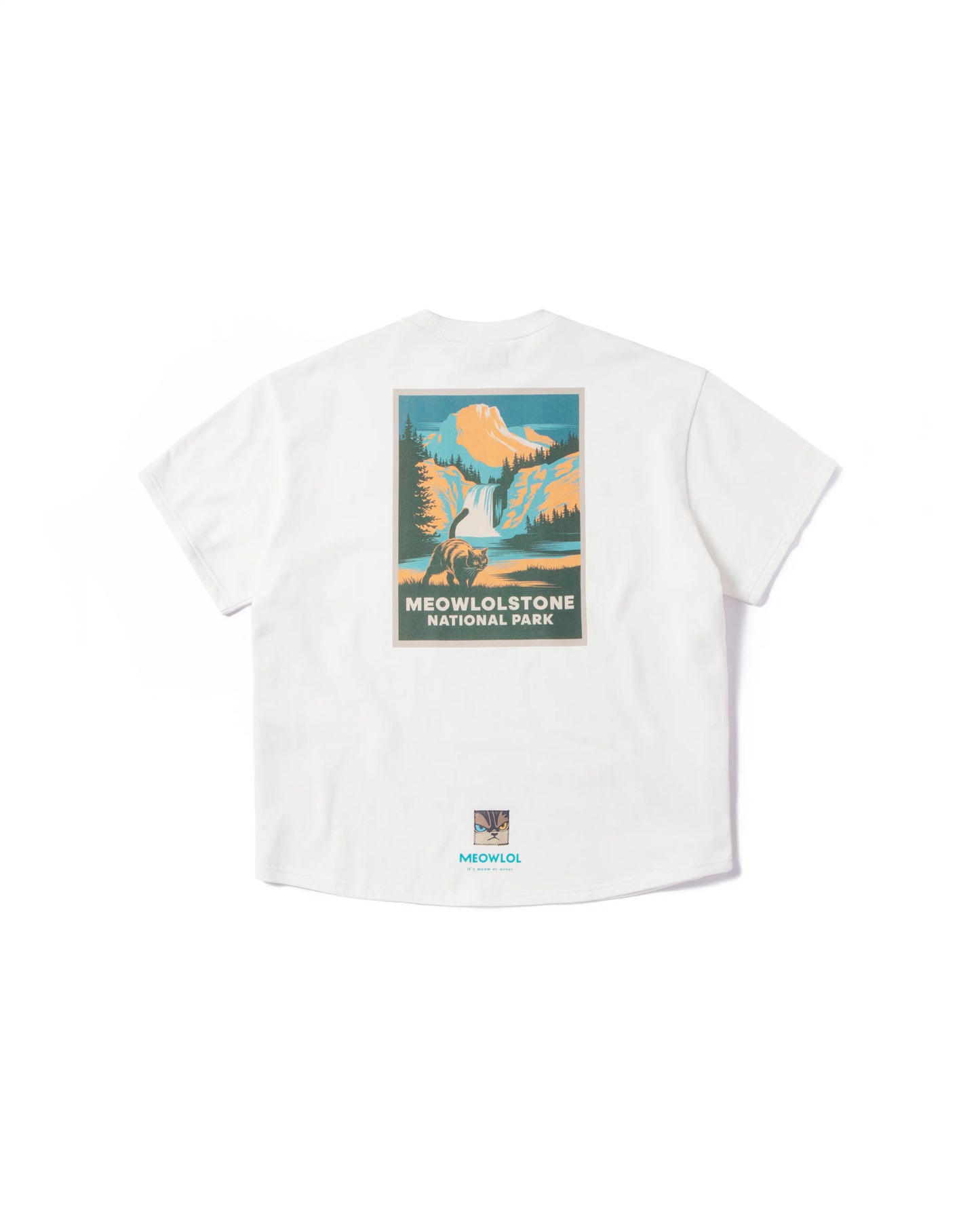 MEOW FACE ROUND HEM OVERSIZED T-SHIRT