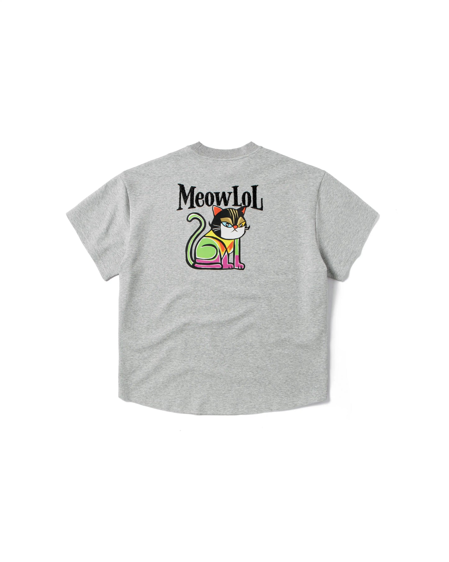 MEOWLOL CAT OIL PAINT GRAPHIC ROUND HEM OVERSIZED T-SHIRT
