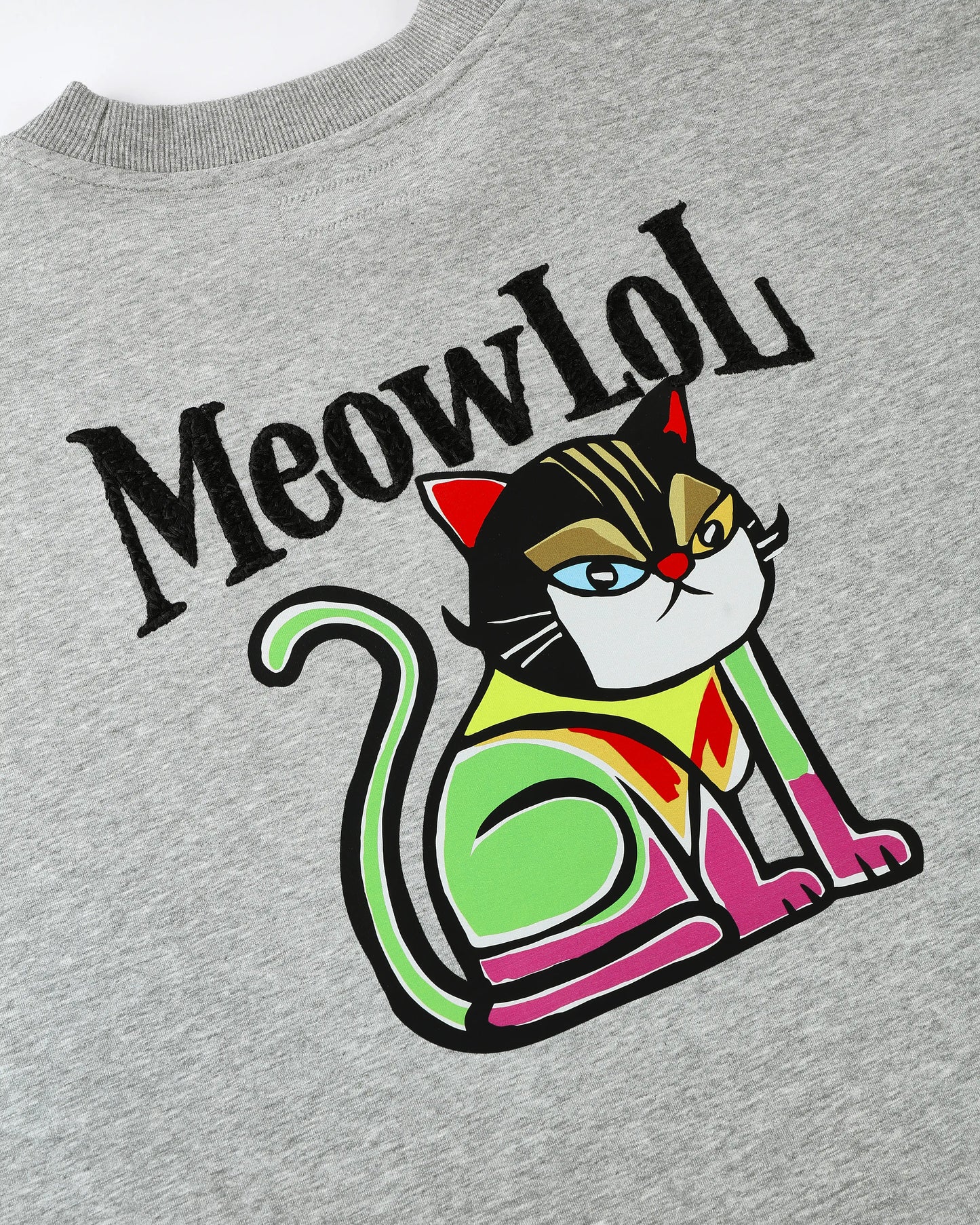 MEOWLOL CAT OIL PAINT GRAPHIC ROUND HEM OVERSIZED T-SHIRT