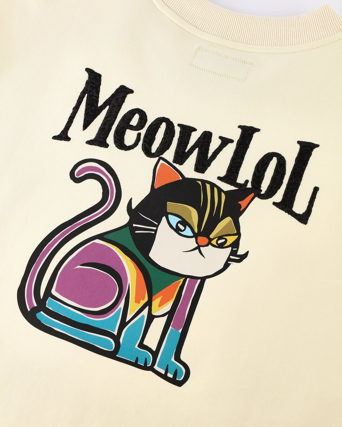 MEOWLOL CAT OIL PAINT GRAPHIC ROUND HEM OVERSIZED T-SHIRT